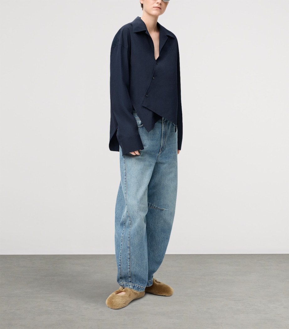 Cotton-Blend Asymmetric Shirt DARK NAVY Image 2