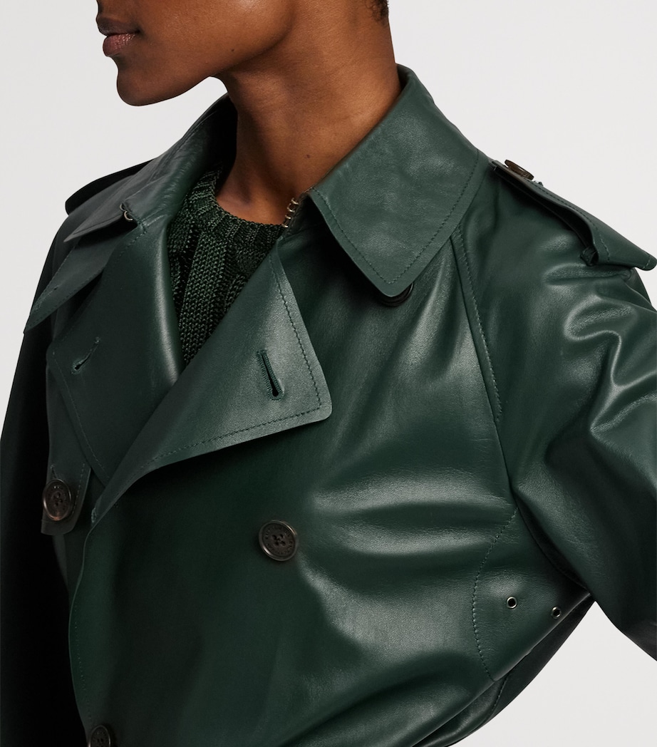 Leather Trench Coat DARK RACING GREEN Image 8