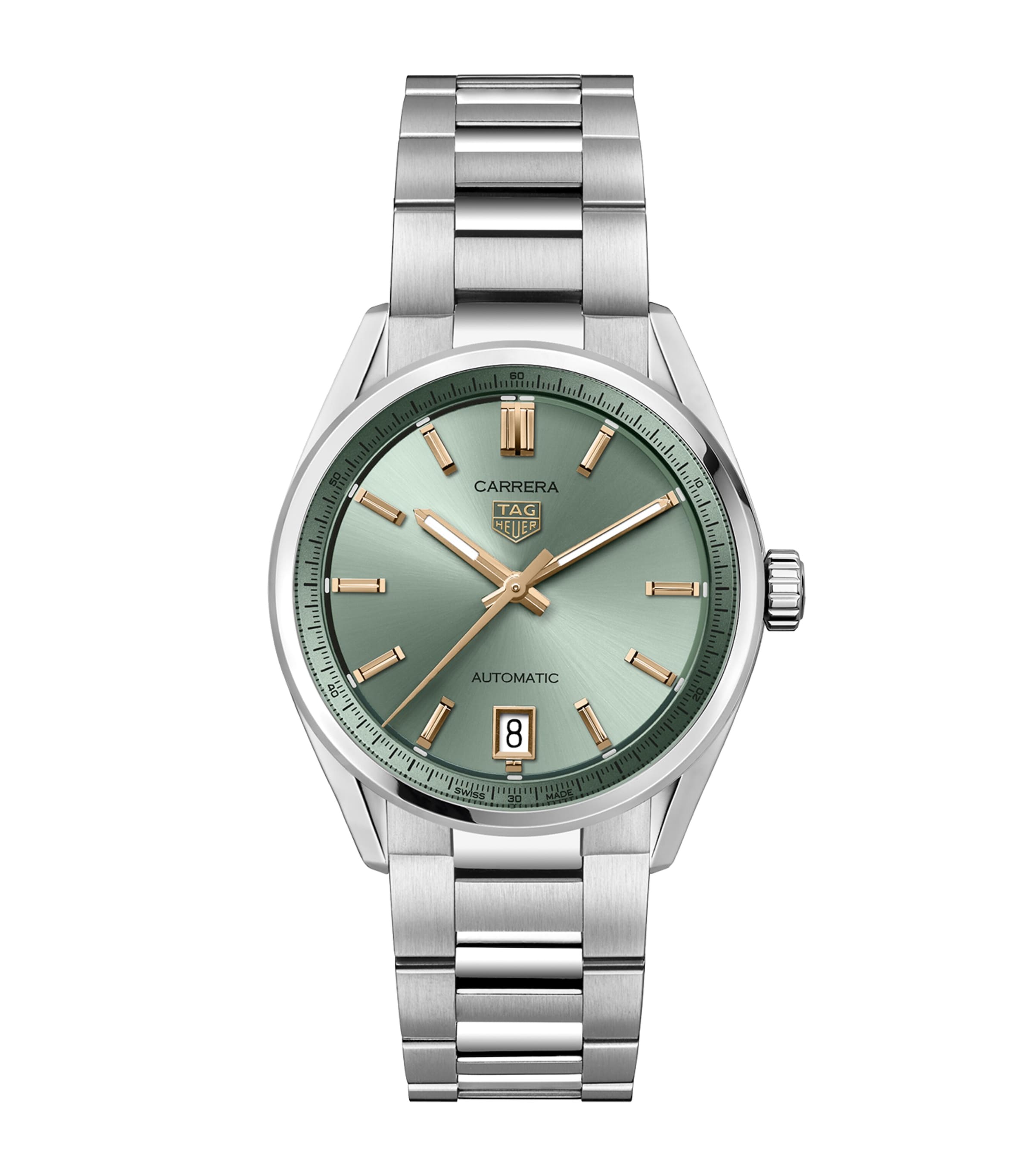 TAG Heuer Steel Carrera Date Watch 36mm Green Image 1