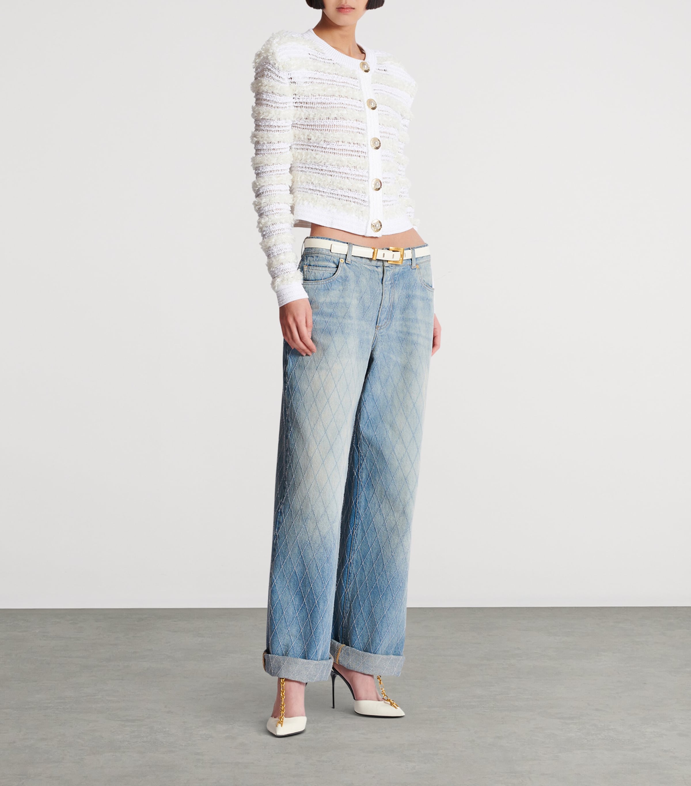 Tweed Cropped Cardigan 0FA BLANC Image 2