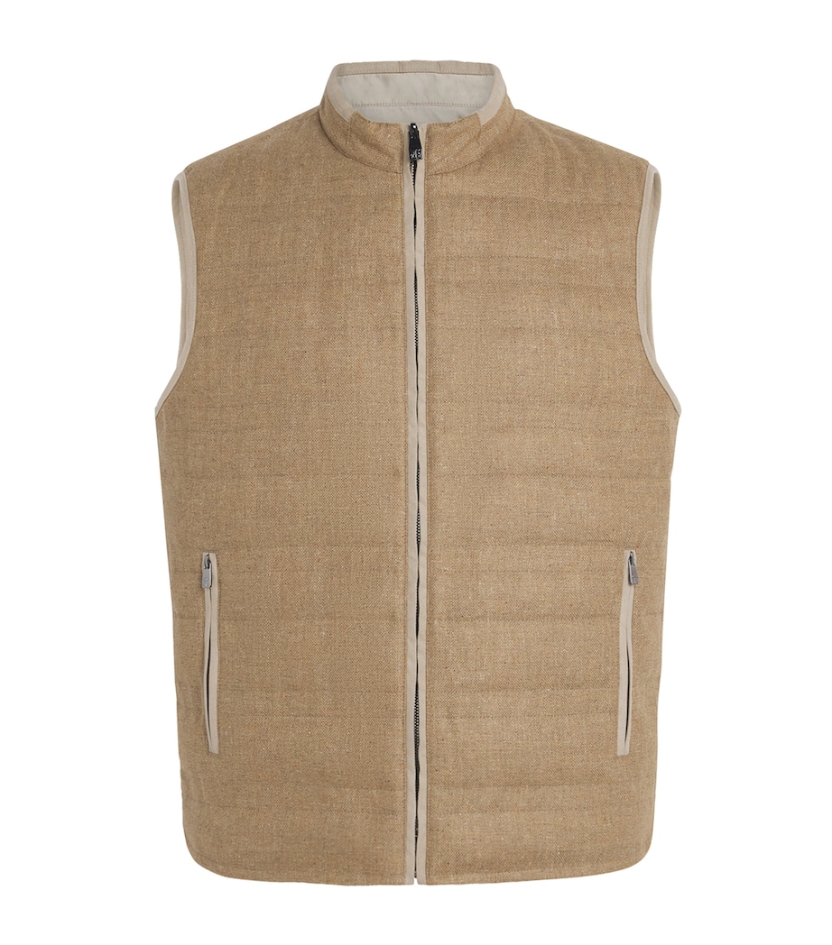 Corneliani Mens Reversible Padded Gilet Natural / Beige Image 1