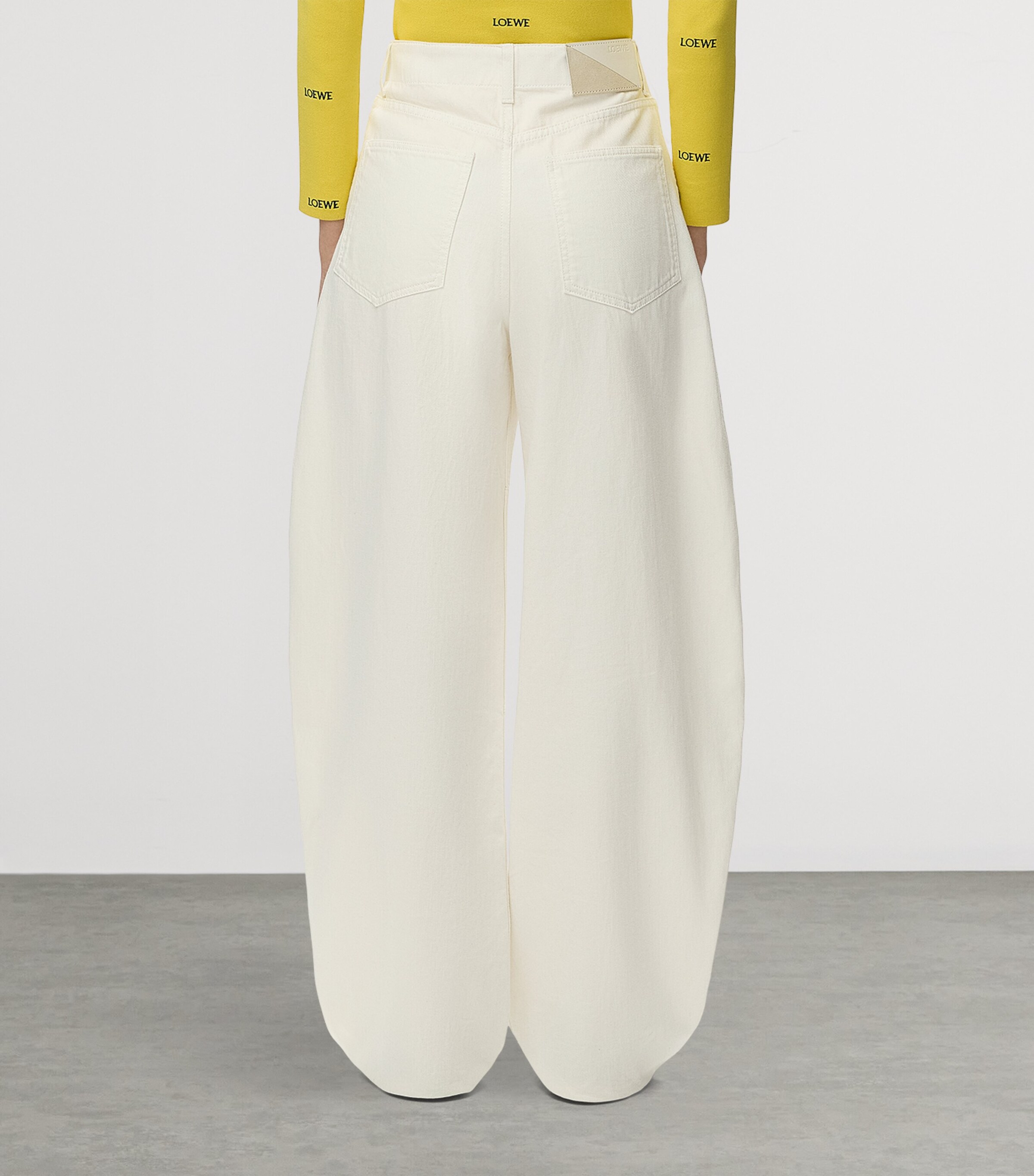 LOEWE Womens Mid-Rise Barrel-Leg Jeans White Image 4