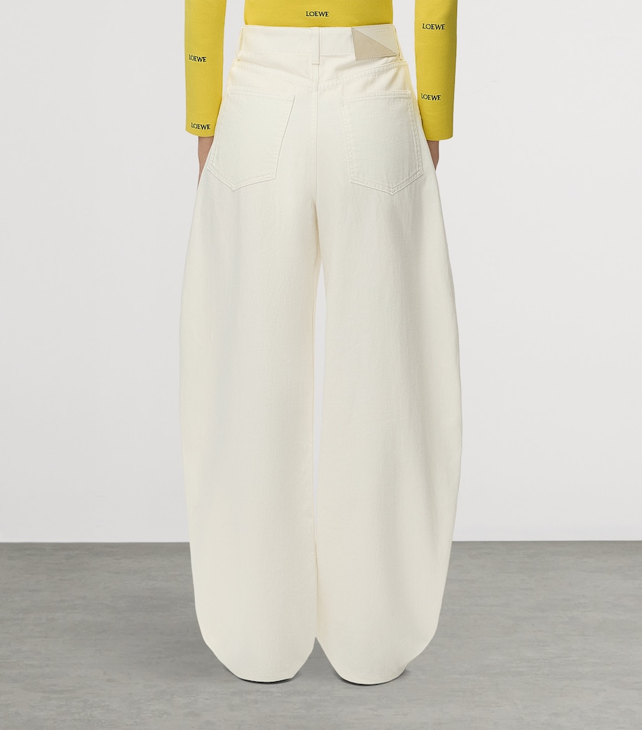 LOEWE Womens Mid-Rise Barrel-Leg Jeans White Image 4