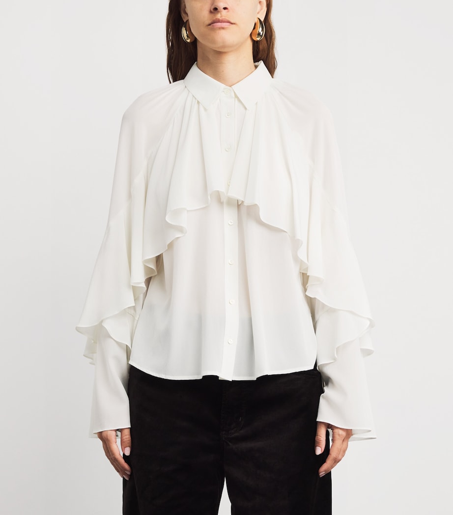 Silk Ruffle Demaris Blouse DOVE Image 3