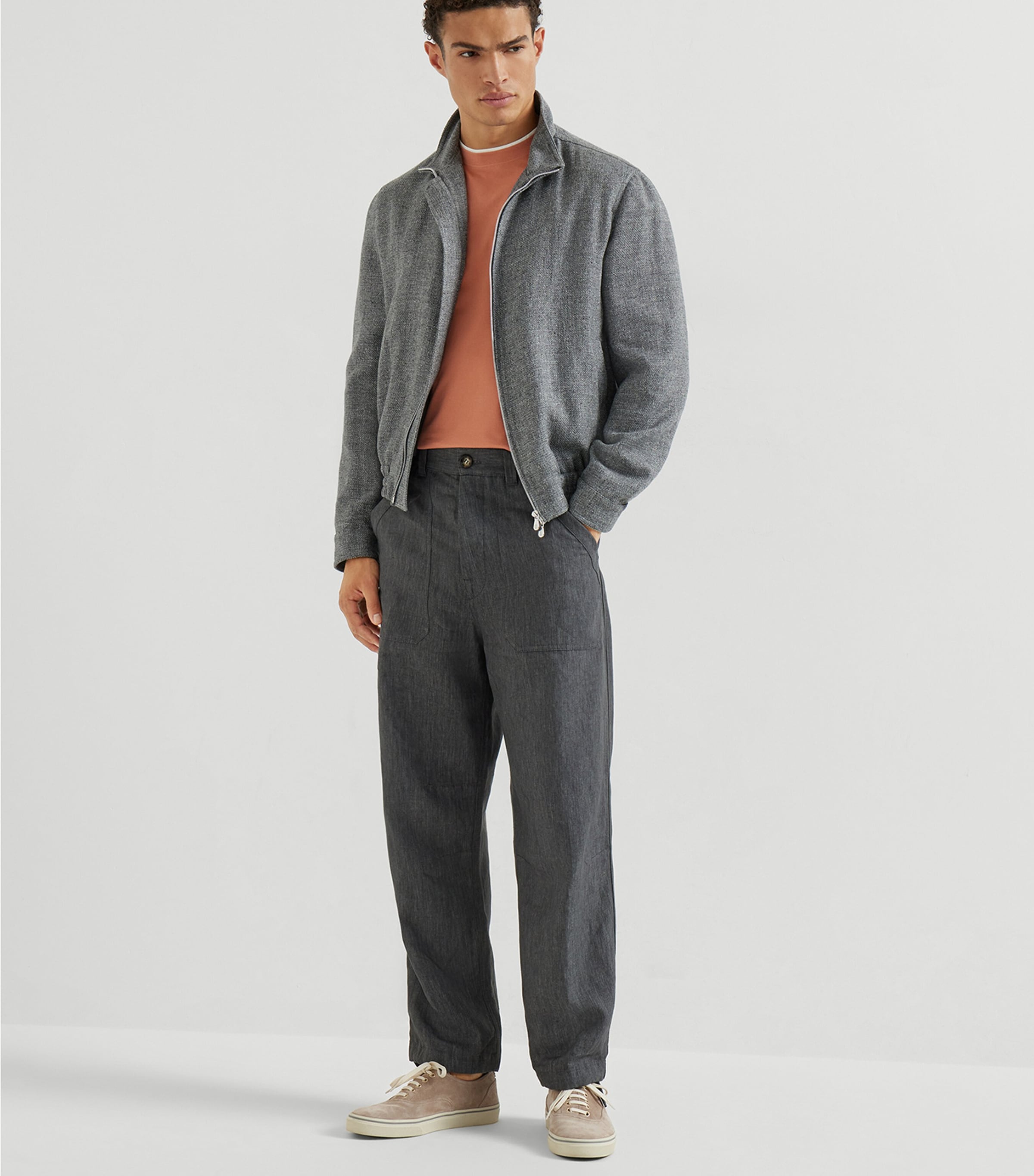 Brunello Cucinelli Mens Cotton Faux-Layered T-Shirt Image 2