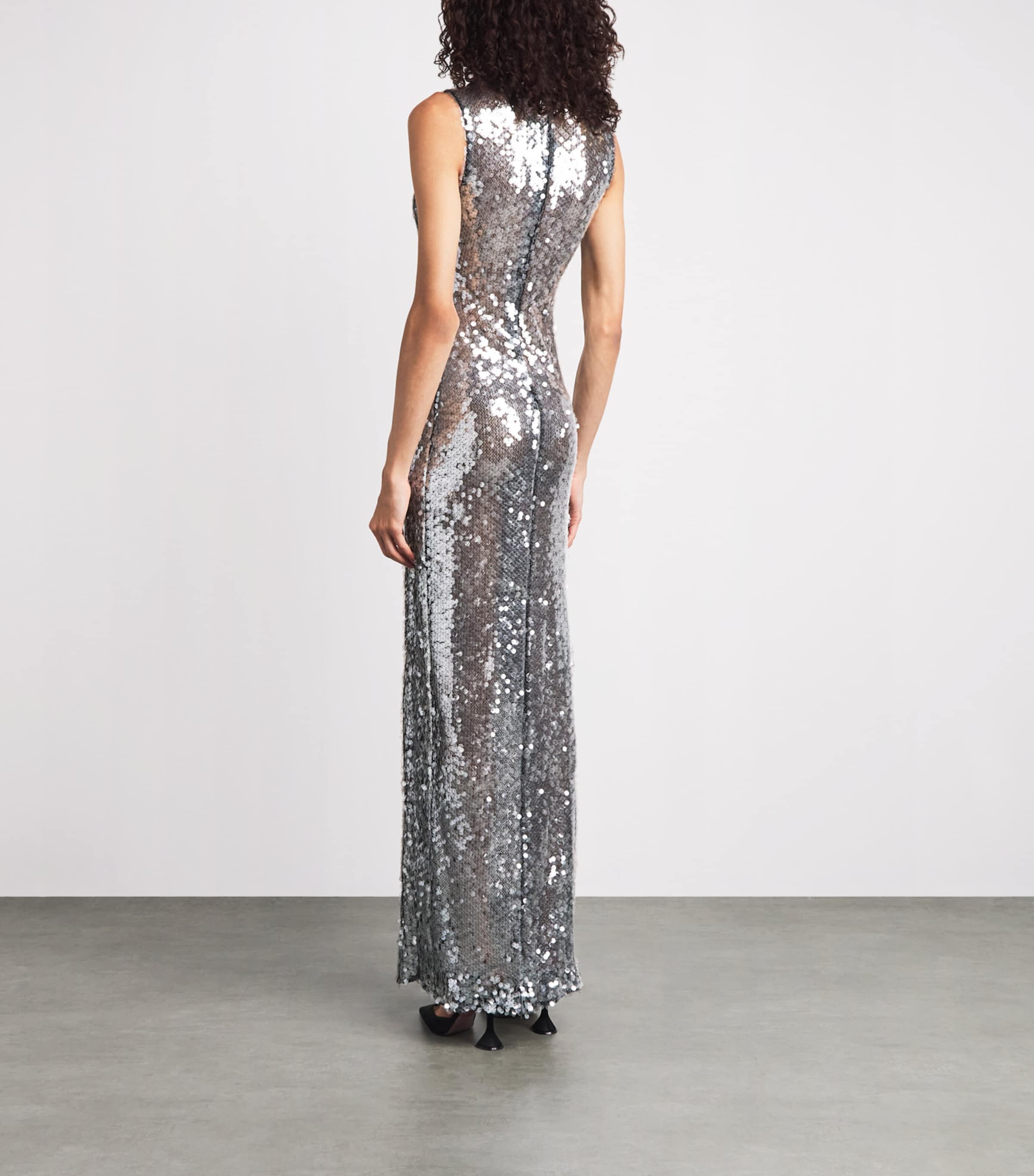LAPOINTE Womens Sequin Tuck-Detail Gown Black Image 4