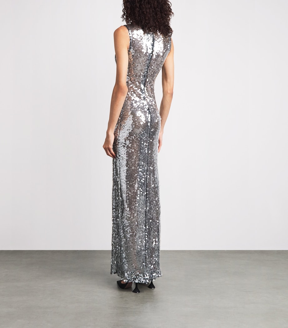 LAPOINTE Womens Sequin Tuck-Detail Gown Black Image 4