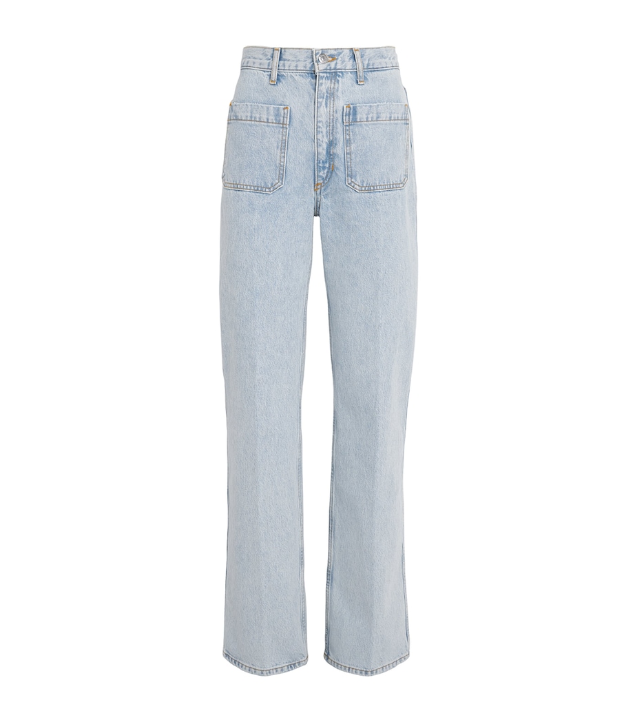 Sandro Paris Womens Straight-Leg Patch Pocket Jeans Light Bu Jean Image 1
