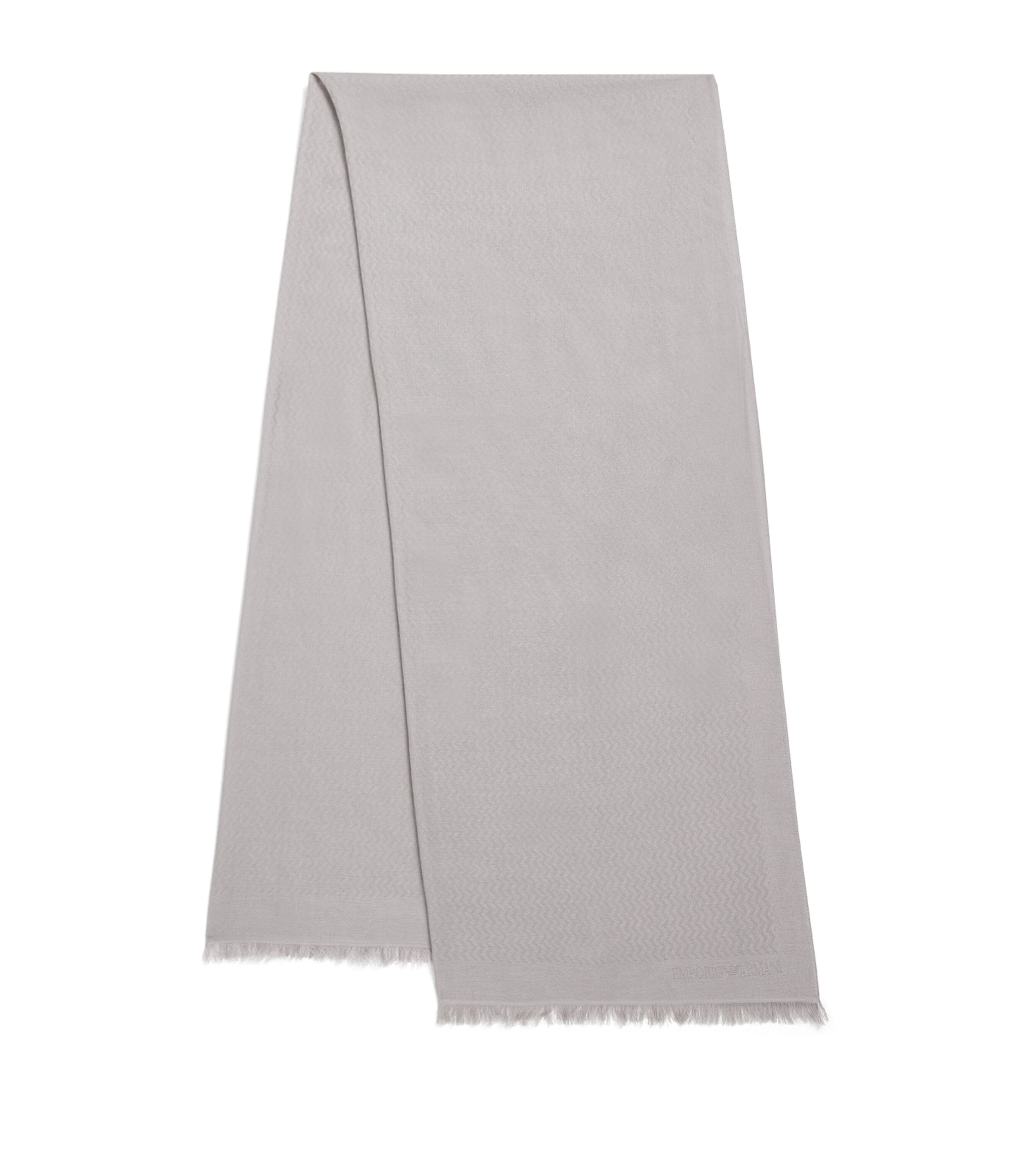 Emporio Armani Fringed Scarf In White