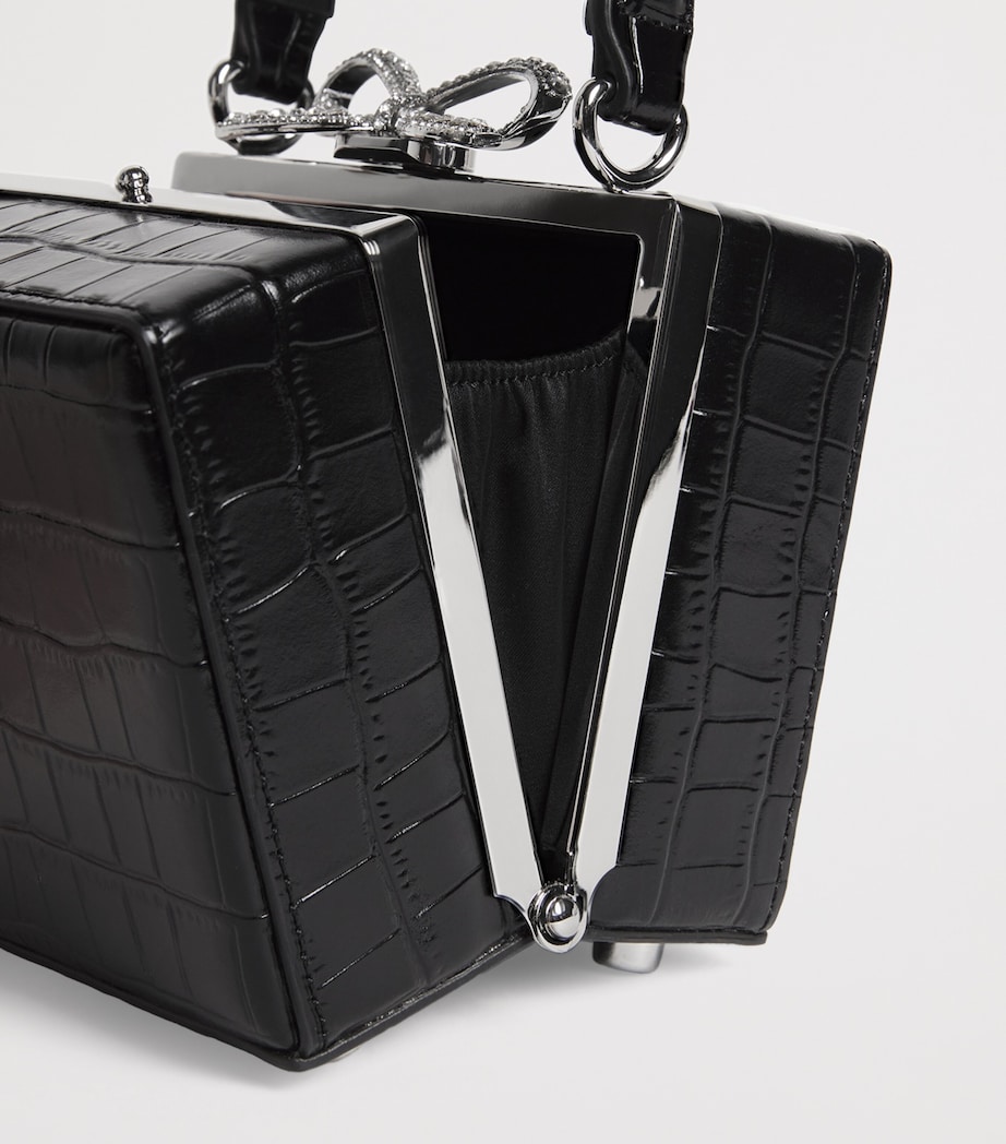 Croc-Embossed Leather Micro Bag BLACK Image 4
