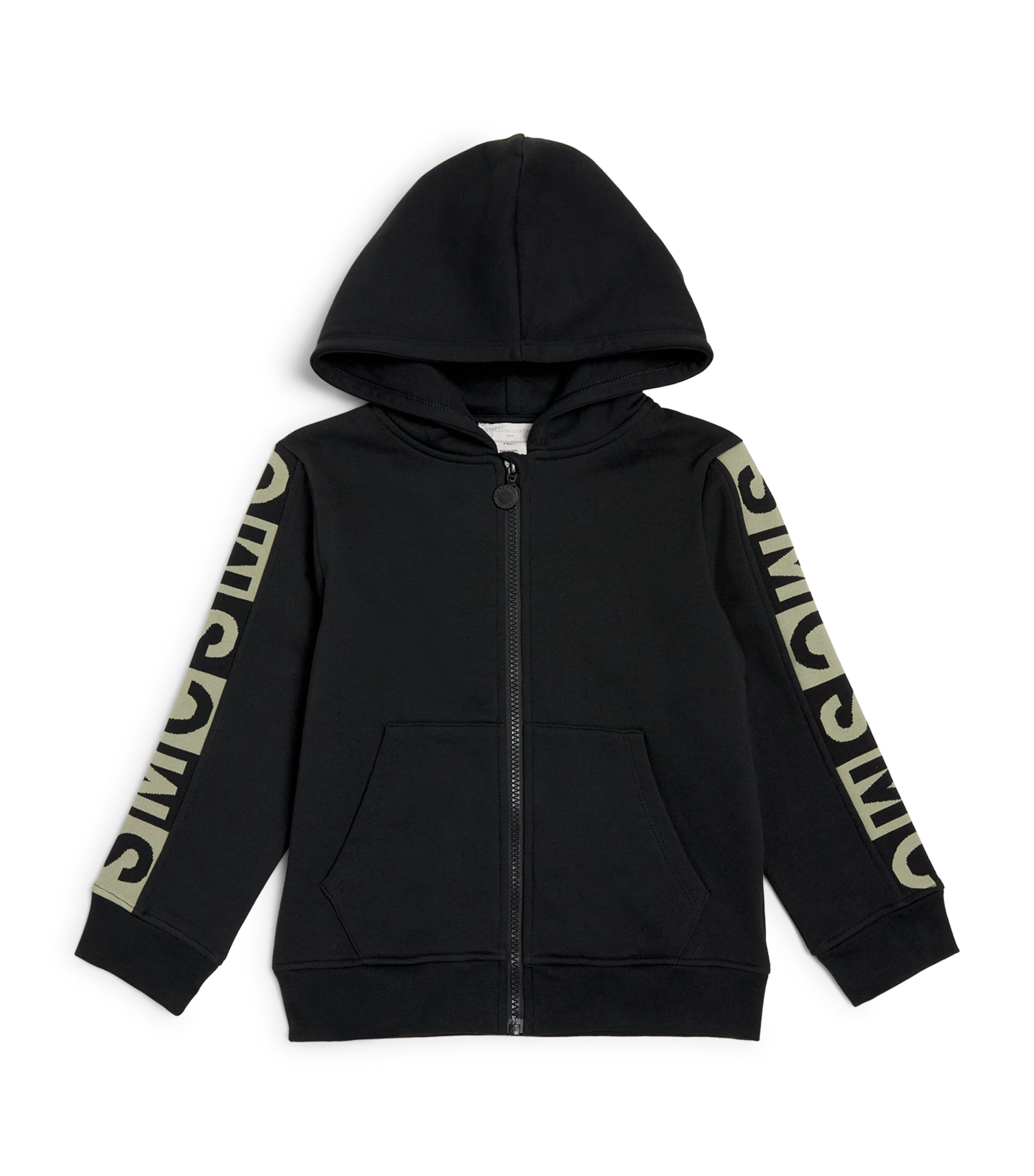 Stella Mccartney Kids' Logo Zip-up Hoodie In Black