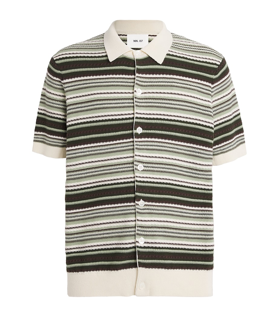 Organic Cotton Nolan Shirt GREEN STRIPE 730 Image 1