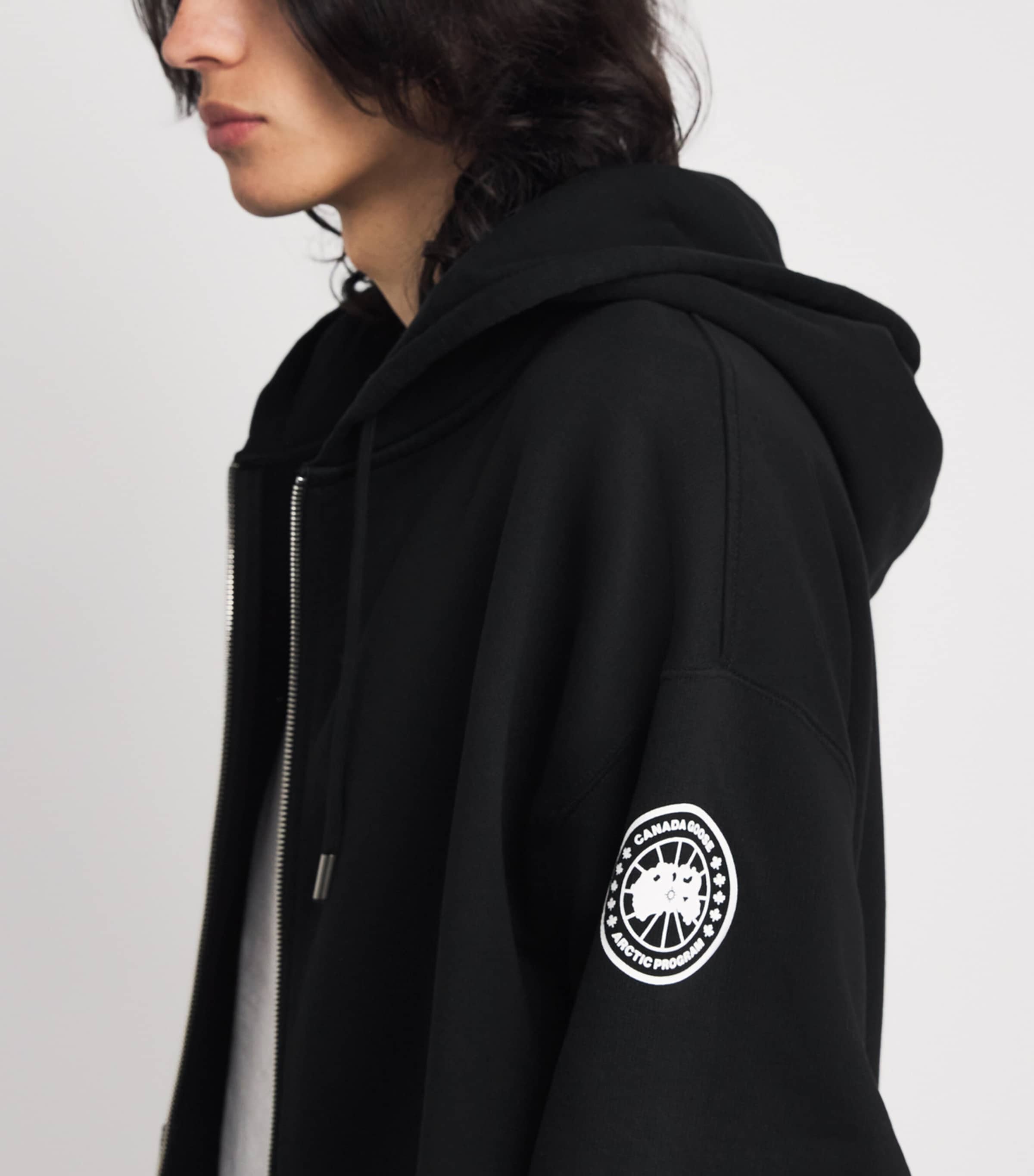 Canada Goose Mens Organic Cotton Graphic Rove Zip-Up Hoodie Black Image 6