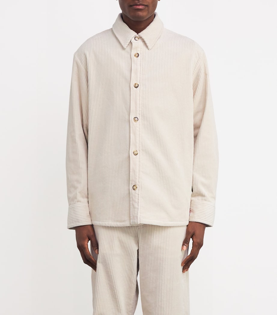 A.P.C. Mens Stretch-Cotton Corduroy Shirt Aad Ecru Image 3