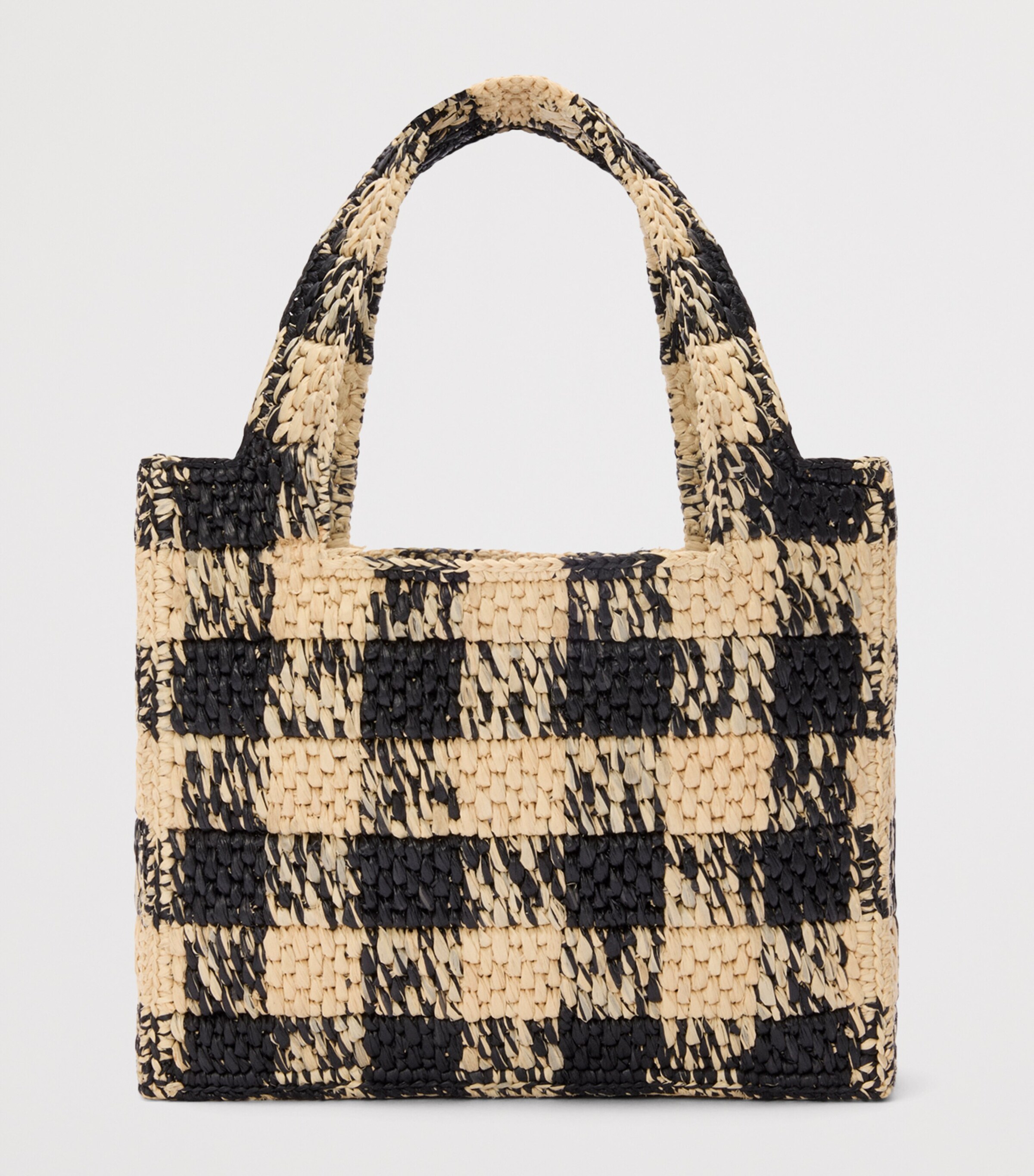 x Paula's Ibiza Mini Raffia Gingham Tote Bag NATURAL/BLACK Image 4