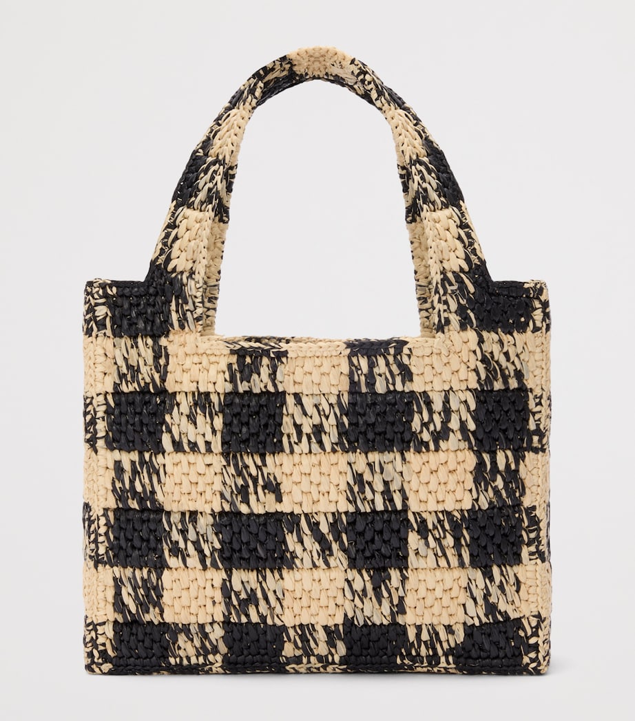 x Paula's Ibiza Mini Raffia Gingham Tote Bag NATURAL/BLACK Image 4