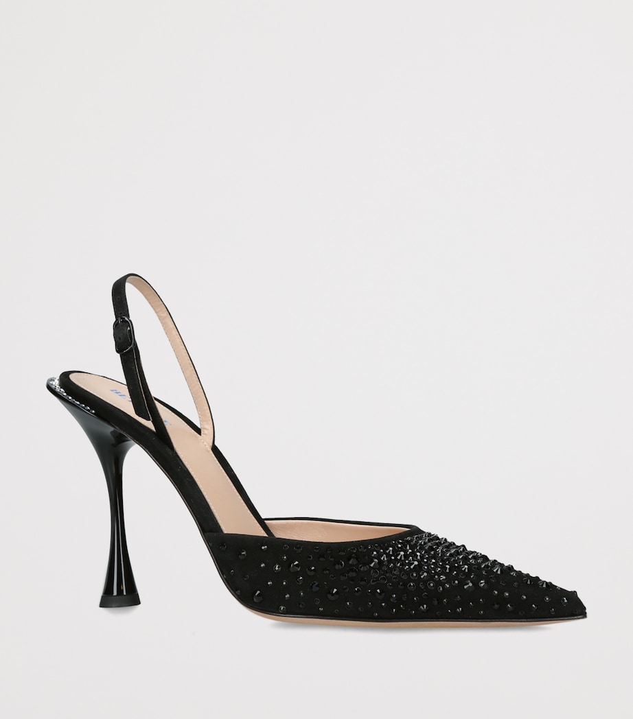 BETZÁBE Suede Embellished Sofia Slingback Pumps 100 Black Image 2
