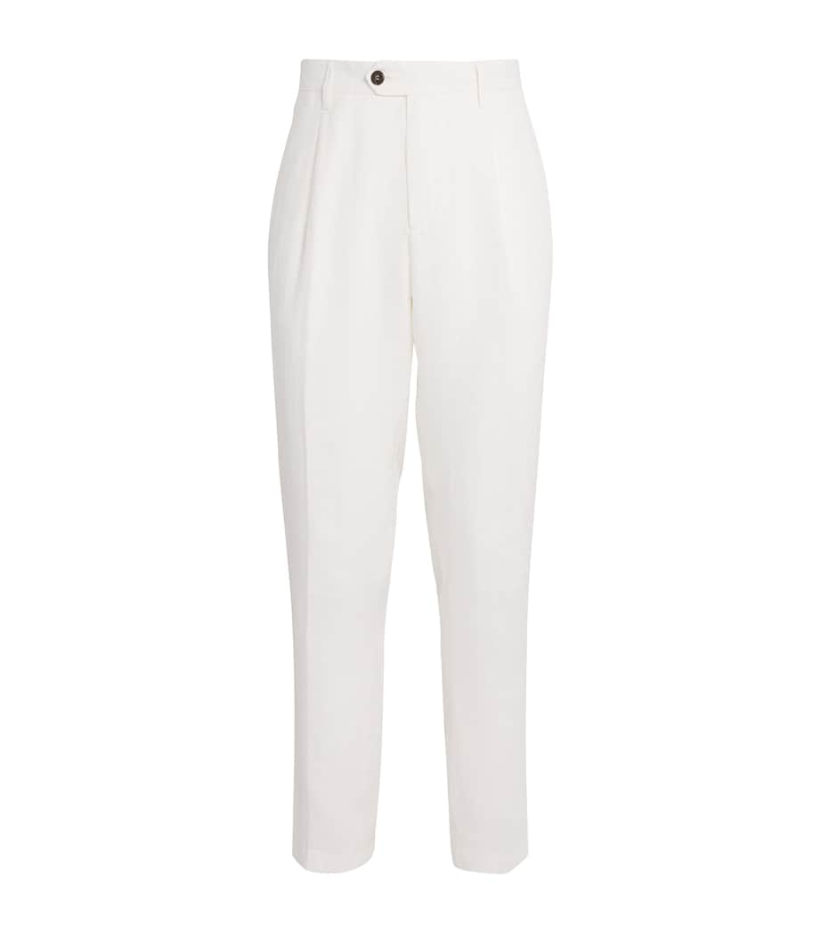 x Harrods Linen Tailored Trousers BIANCO Image 1