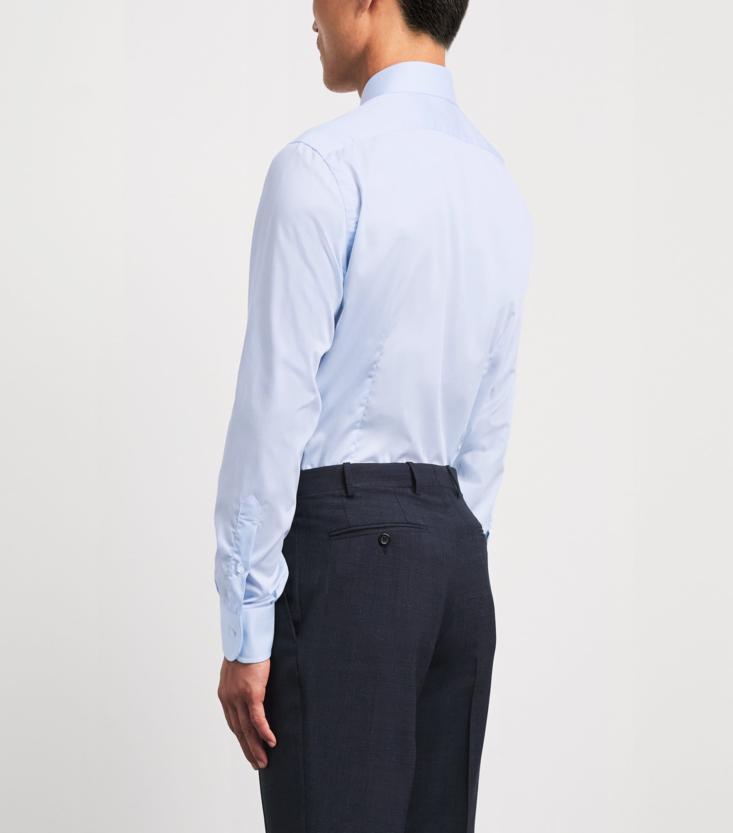 Barba Napoli Mens Cotton Twill Shirt Blue Image 5