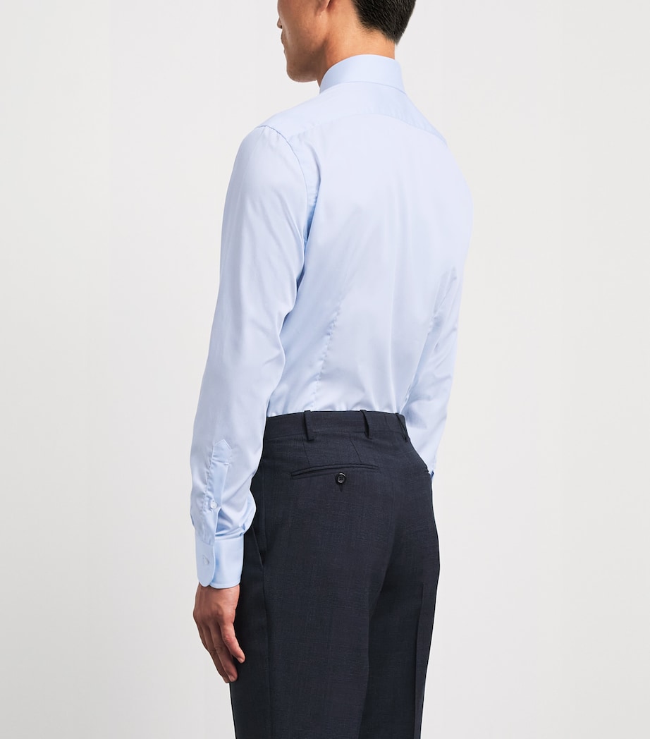 Barba Napoli Mens Cotton Twill Shirt Blue Image 5