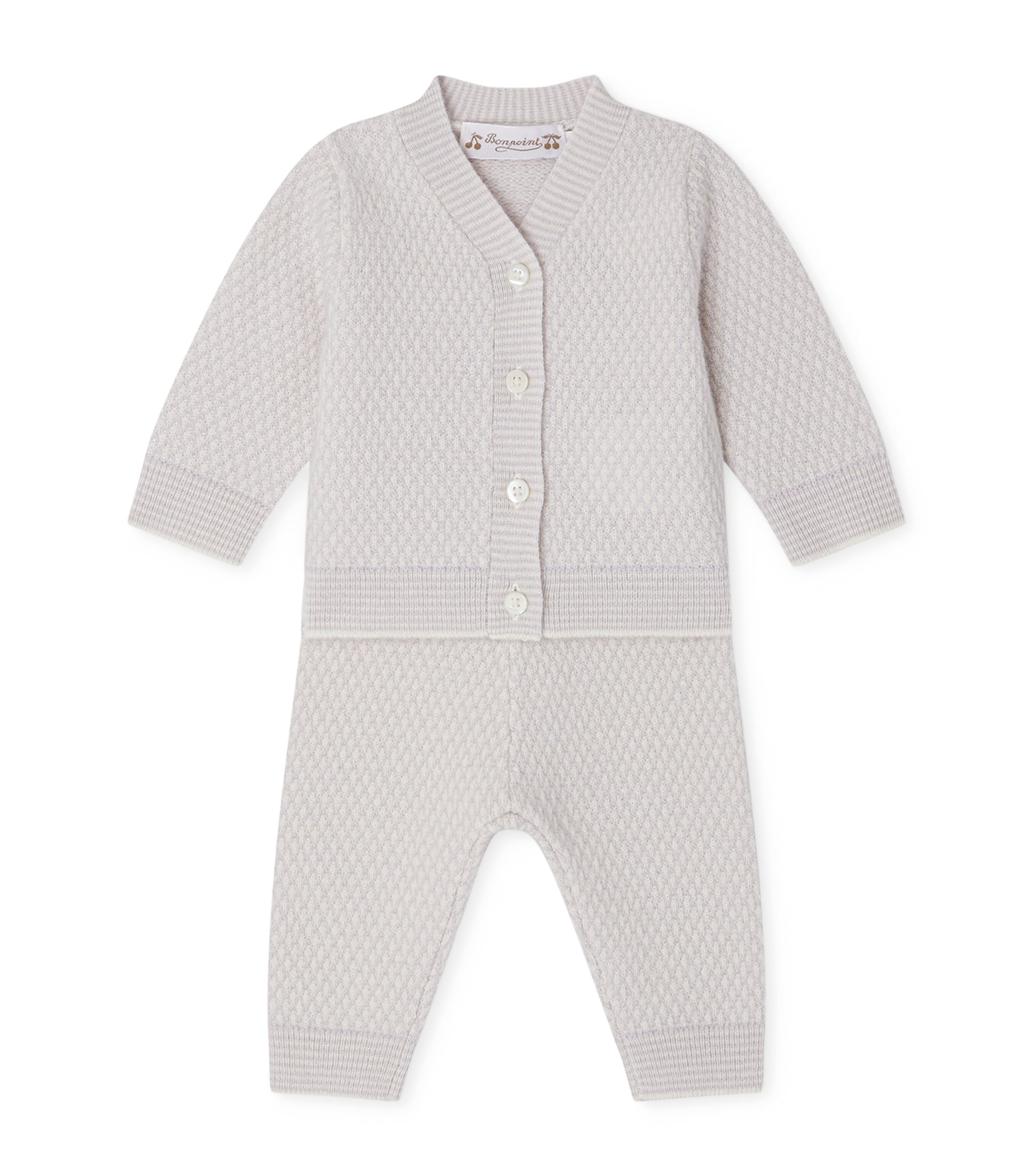 Bonpoint Cashmere Jahiel Cardigan And Leggings Set In Gray