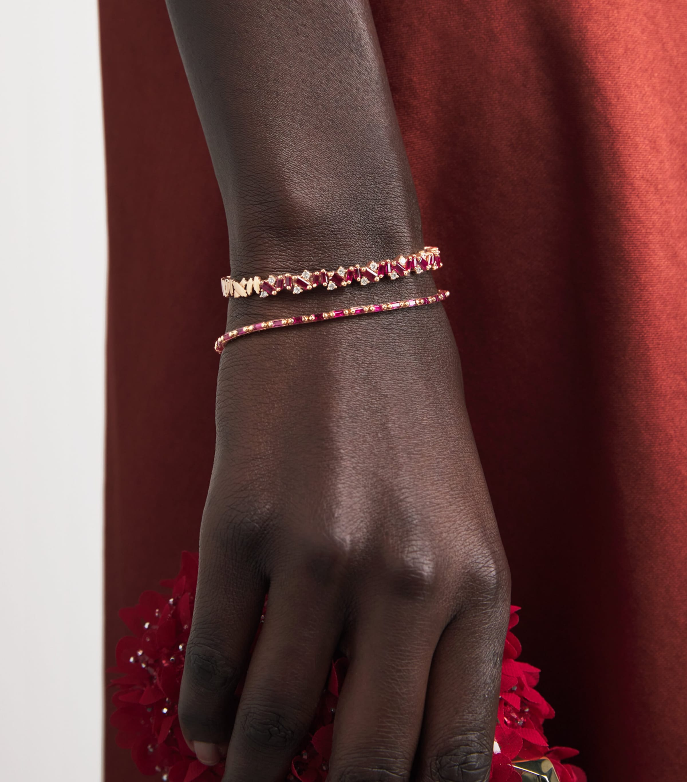 Suzanne Kalan Rose Gold and Ruby Bold Linear Tennis Bracelet Rg/r Image 4
