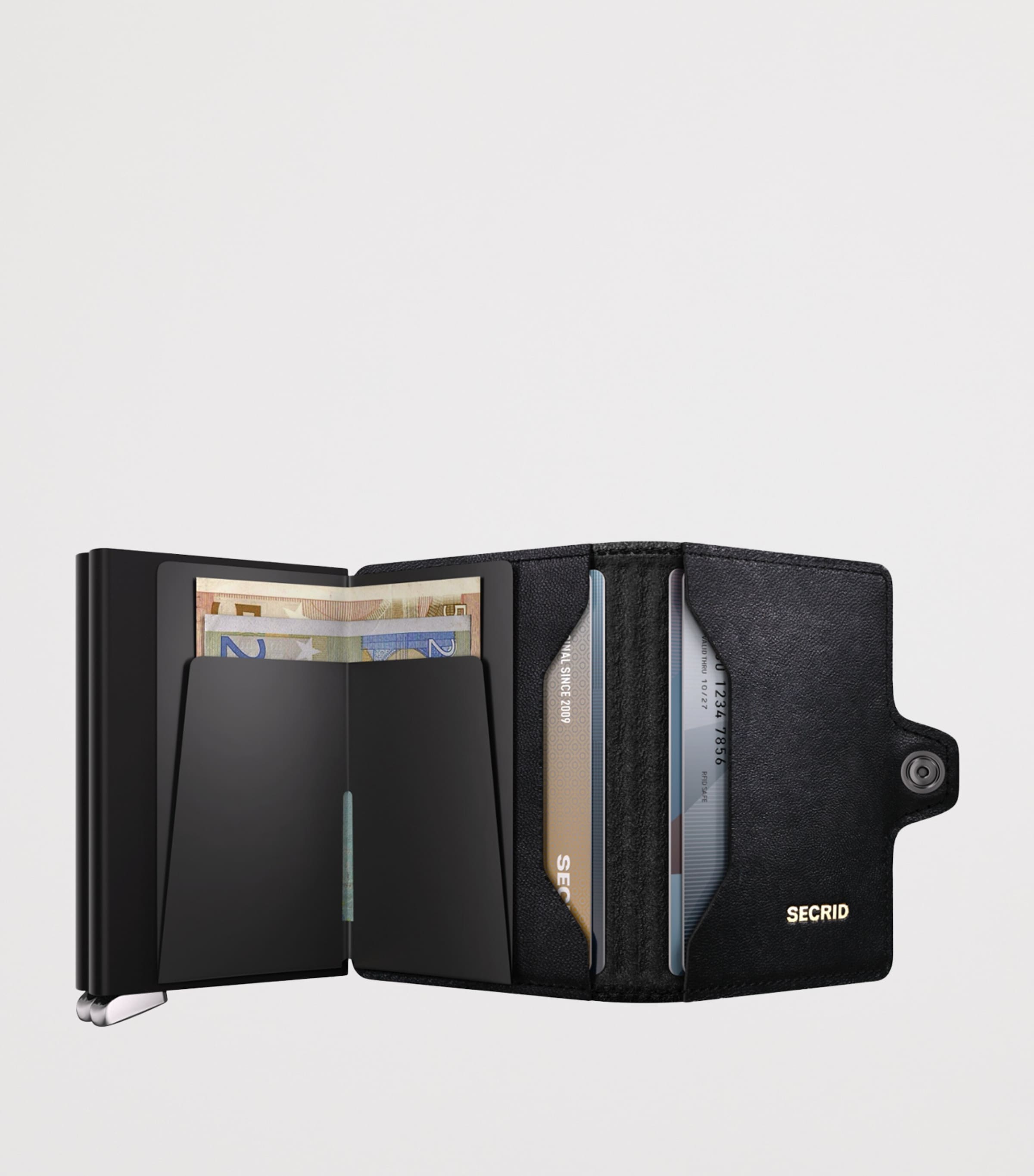 Embossed Leather Lines Twinwallet BLACK Image 4