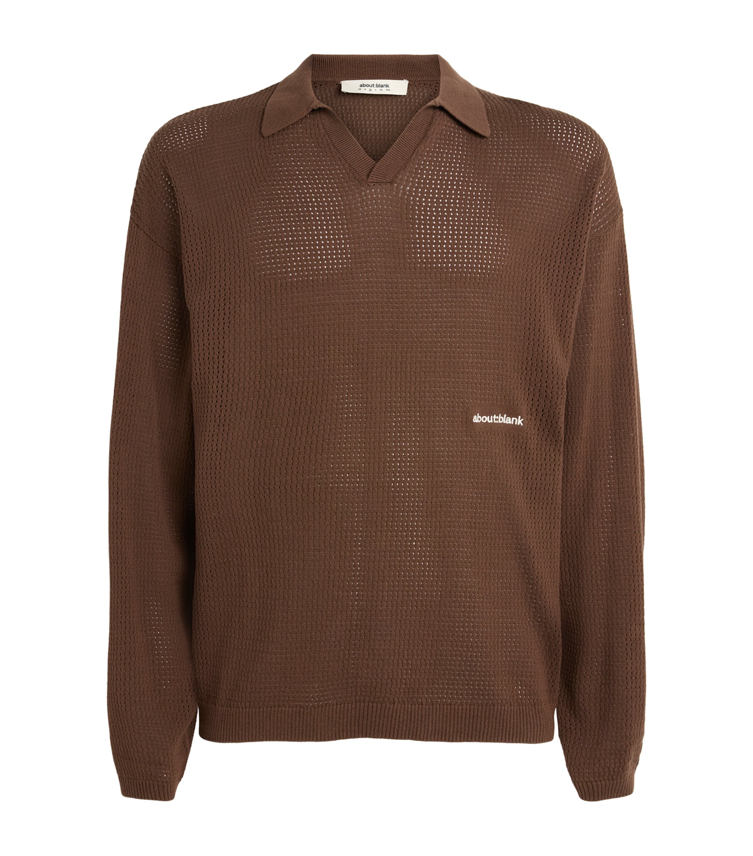Aboutblank About:blank Knitted Resort Long-sleeve Polo Shirt In Brown
