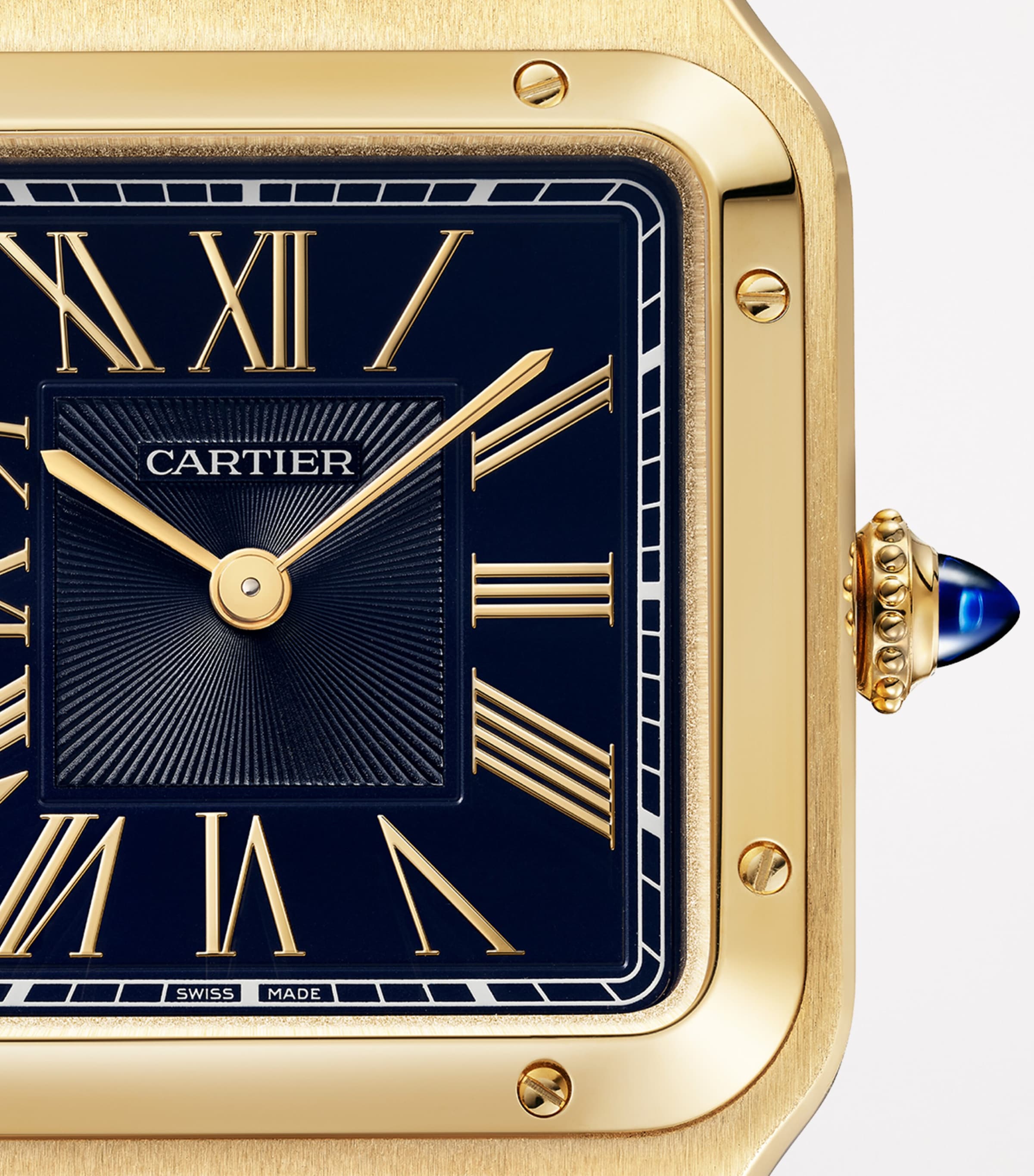 Cartier Large Yellow Gold Santos-Dumont Watch 43.5mm Blue Image 2