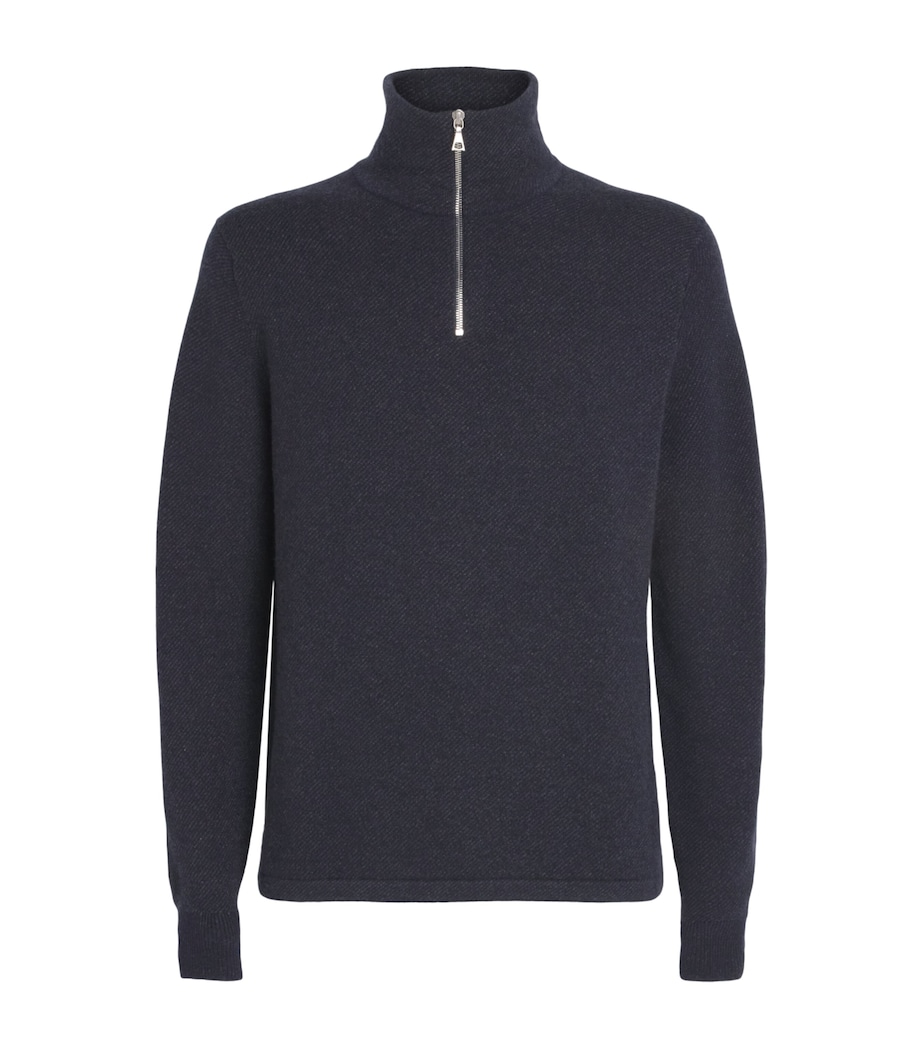 Cashmere Tweel Quarter-Zip Sweater Q25934 NAVY CHARC Image 1
