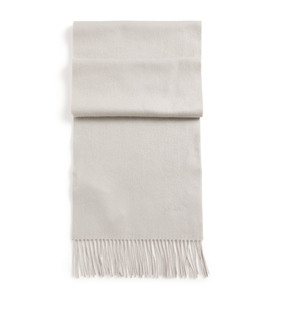 Brioni Cashmere Fringed Scarf Sand Image 1