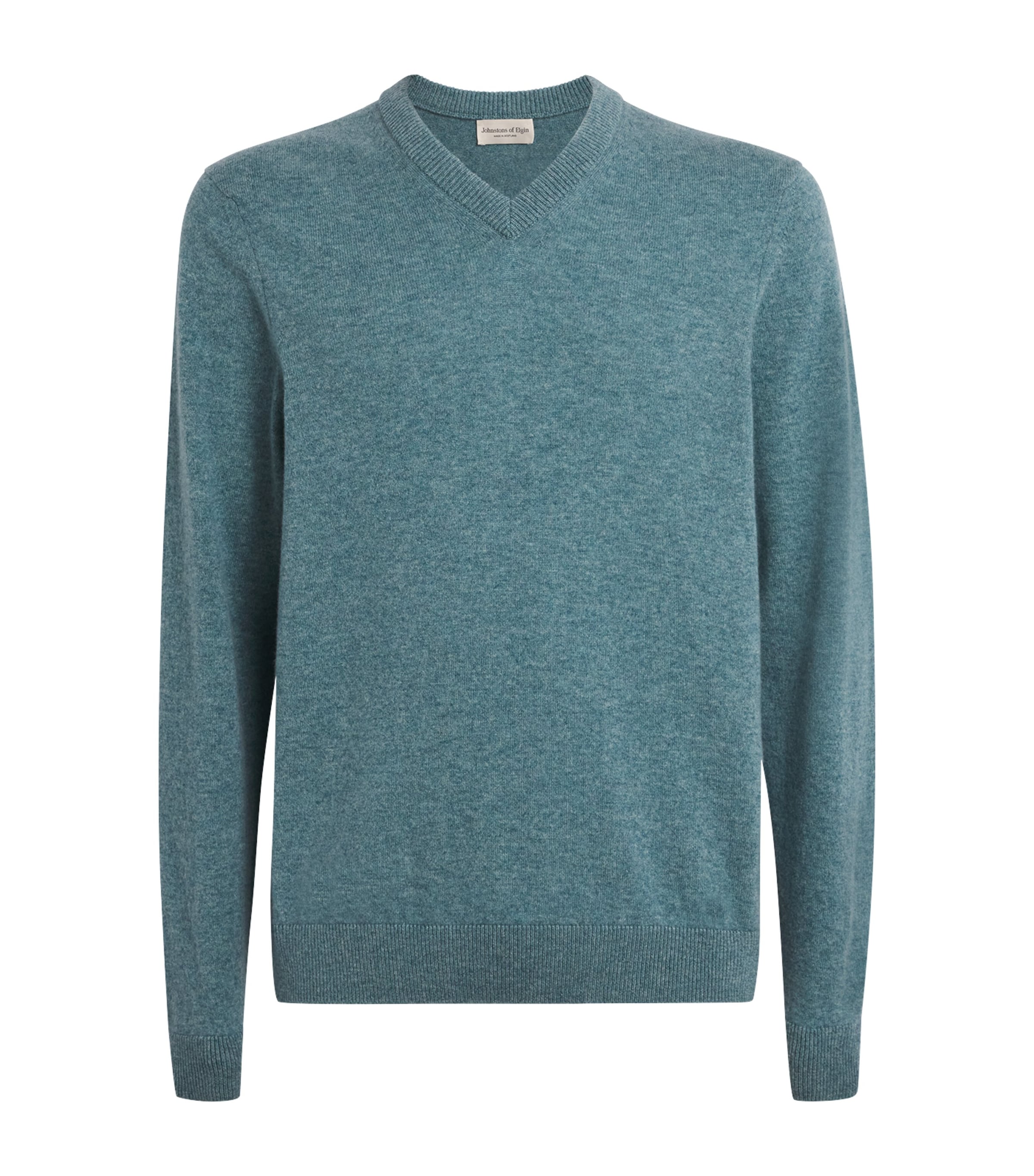 Johnstons Of Elgin Cashmere V-neck Sweaters In Blue