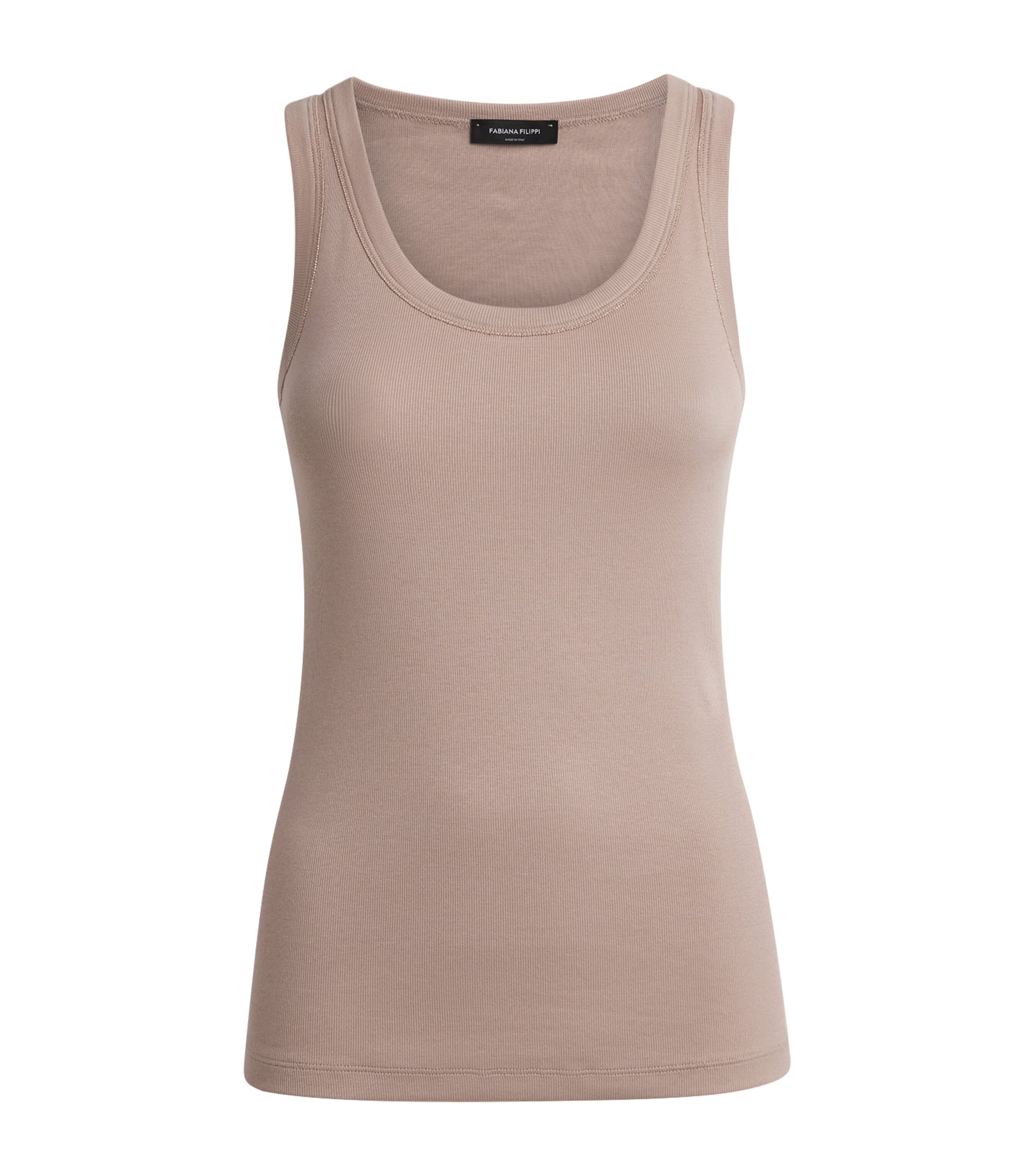 Fabiana Filippi Womens Rib-Knit Embellished Tank Top Moka Meringa Image 1