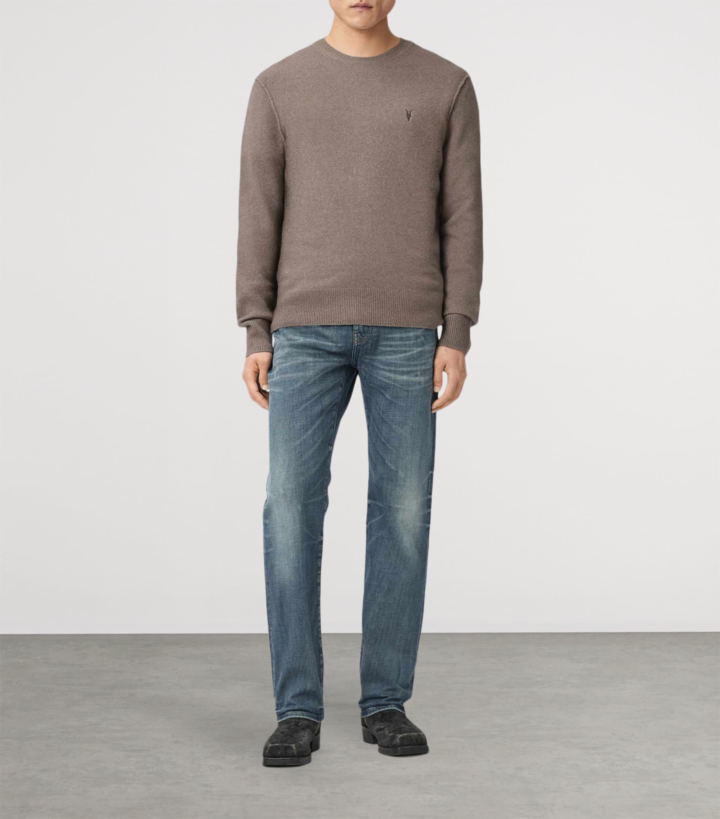AllSaints Mens Crew-Neck Statten Sweater Cord Brown Image 2