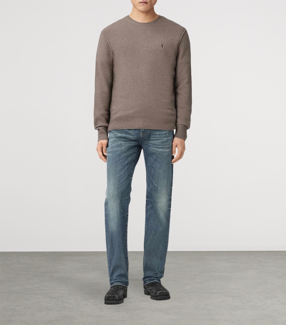 AllSaints Mens Crew-Neck Statten Sweater Cord Brown Image 2