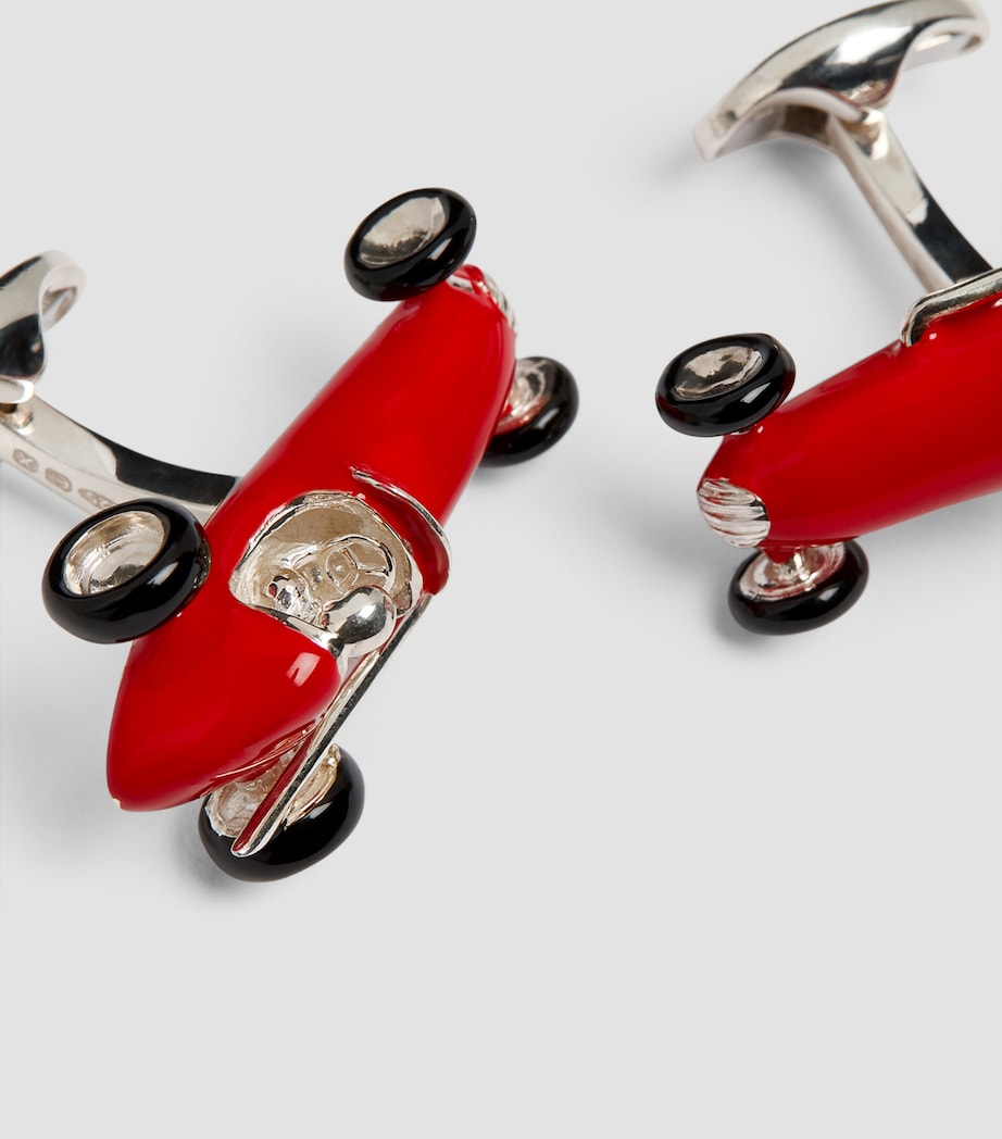 Sterling Silver Racing Car Cufflinks RED Image 6
