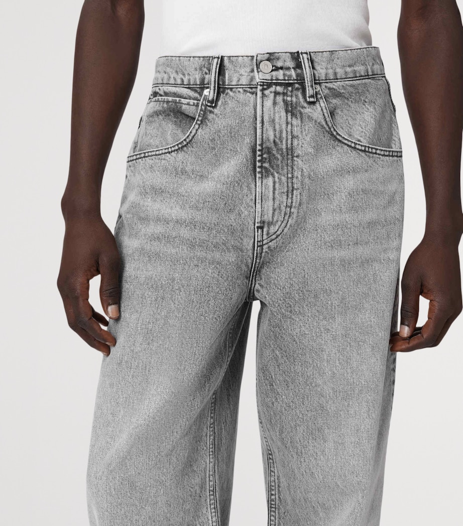 AllSaints Mens Rivet Slouch Tapered Jeans Washed Grey Image 5