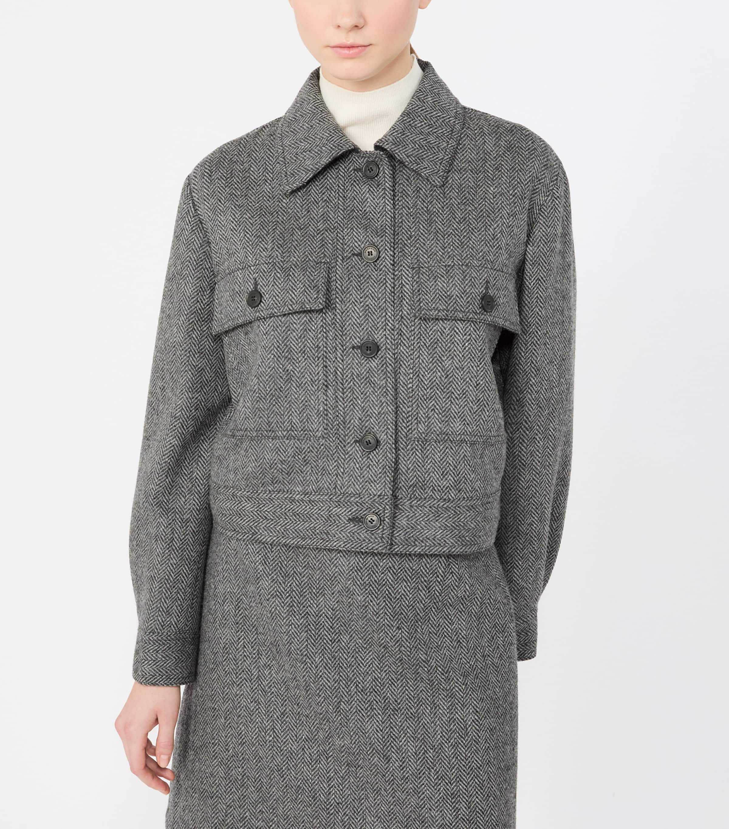 Weekend Max Mara Womens Chevron Collared Jacket Dark Grey Image 5