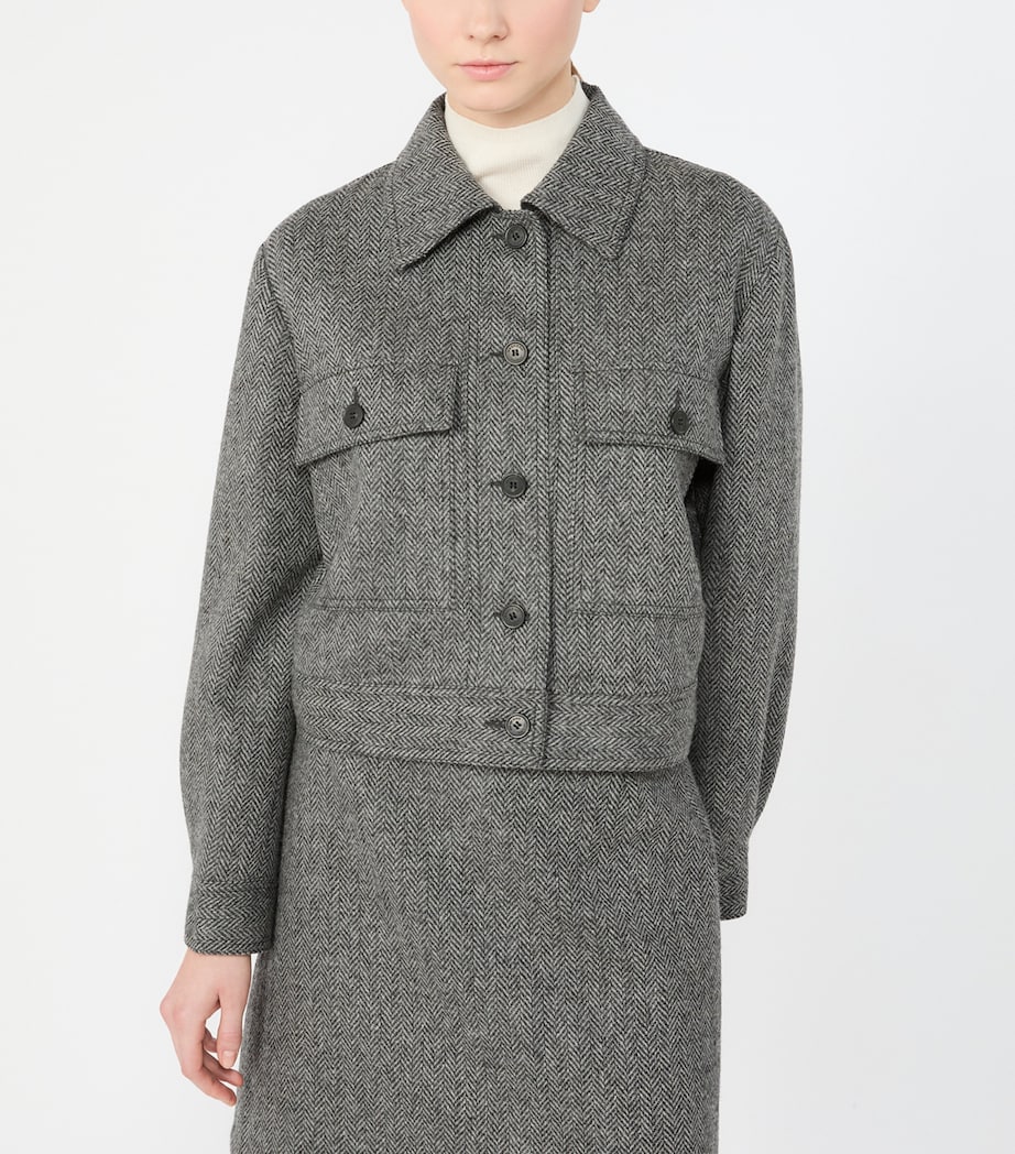 Weekend Max Mara Womens Chevron Collared Jacket Dark Grey Image 5