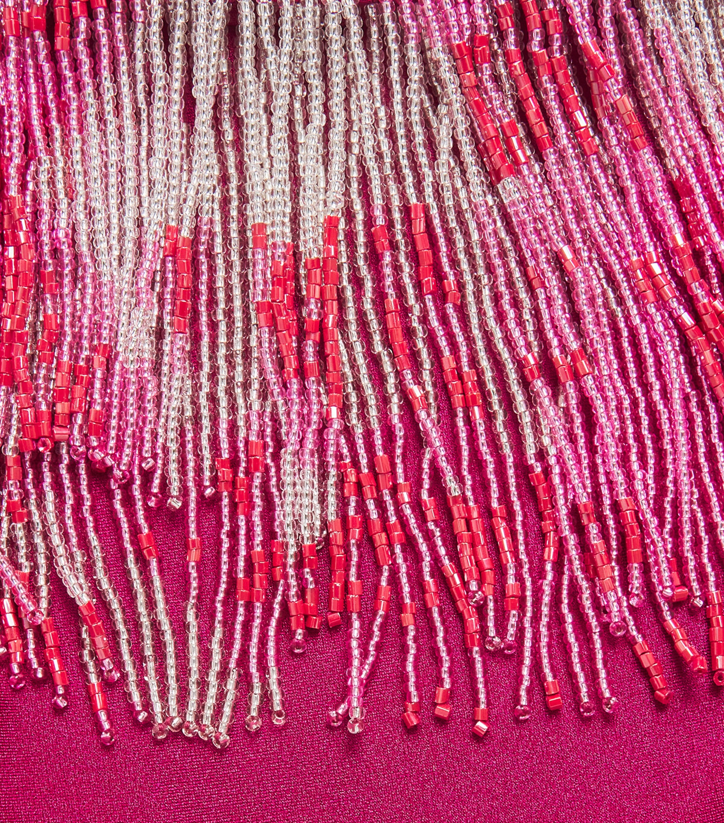 PatBO Womens Beaded Fringe Mini Skirt Magenta Image 6