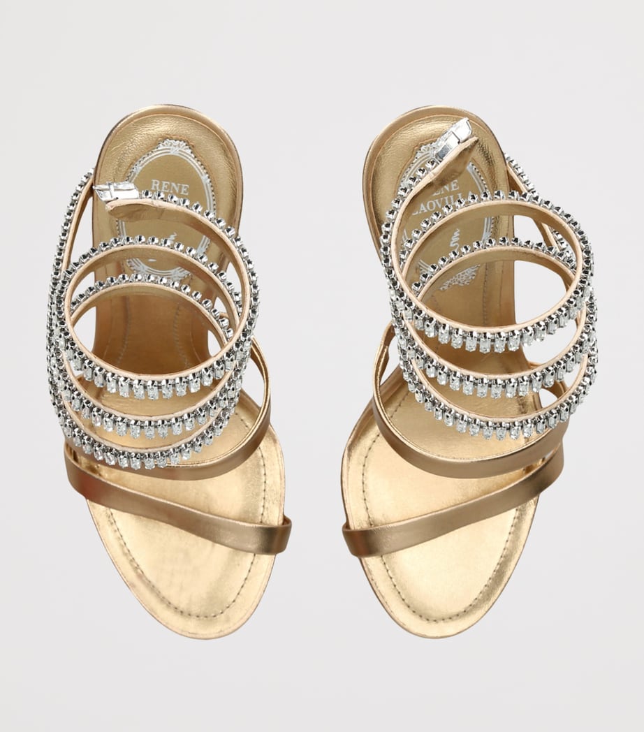 Leather Embellished Crystal Sandals 105 GOLD Image 4