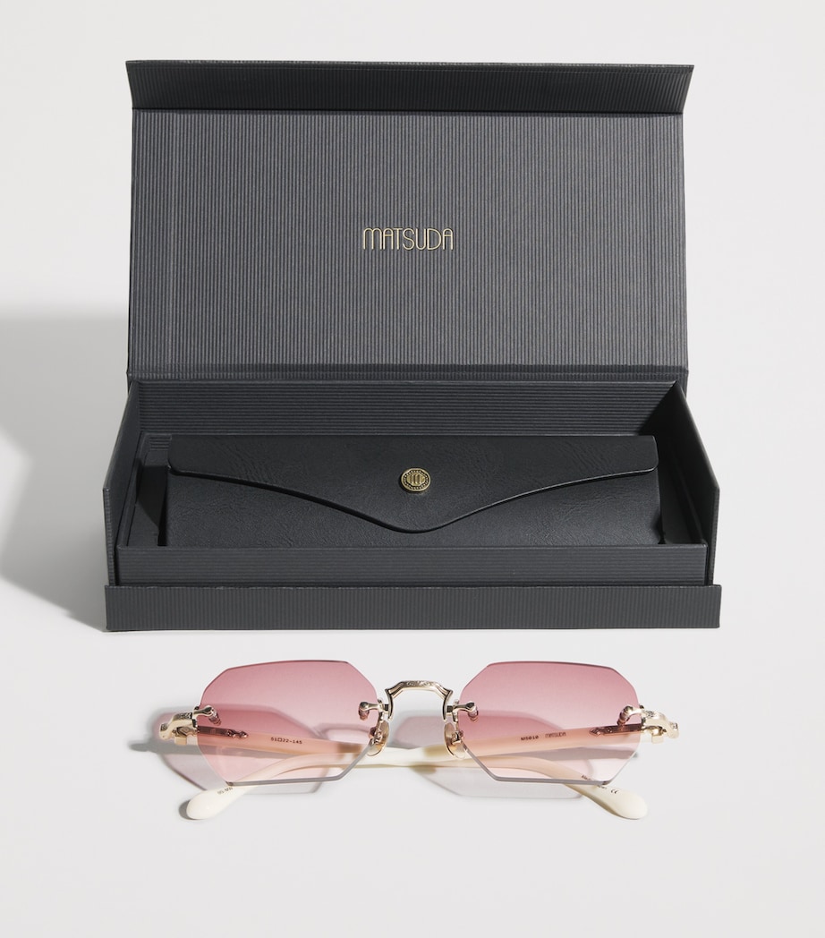 Matsuda M5010 Octagonal Sunglasses Brshd Gld Mlk Wt Ros Image 4