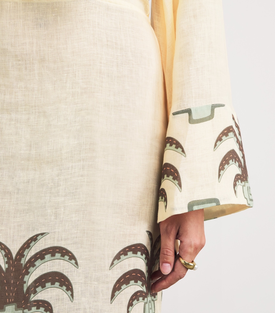 Linen Sailing Flags Maxi Dress ECRU/CHOCO/CAMEL Image 4