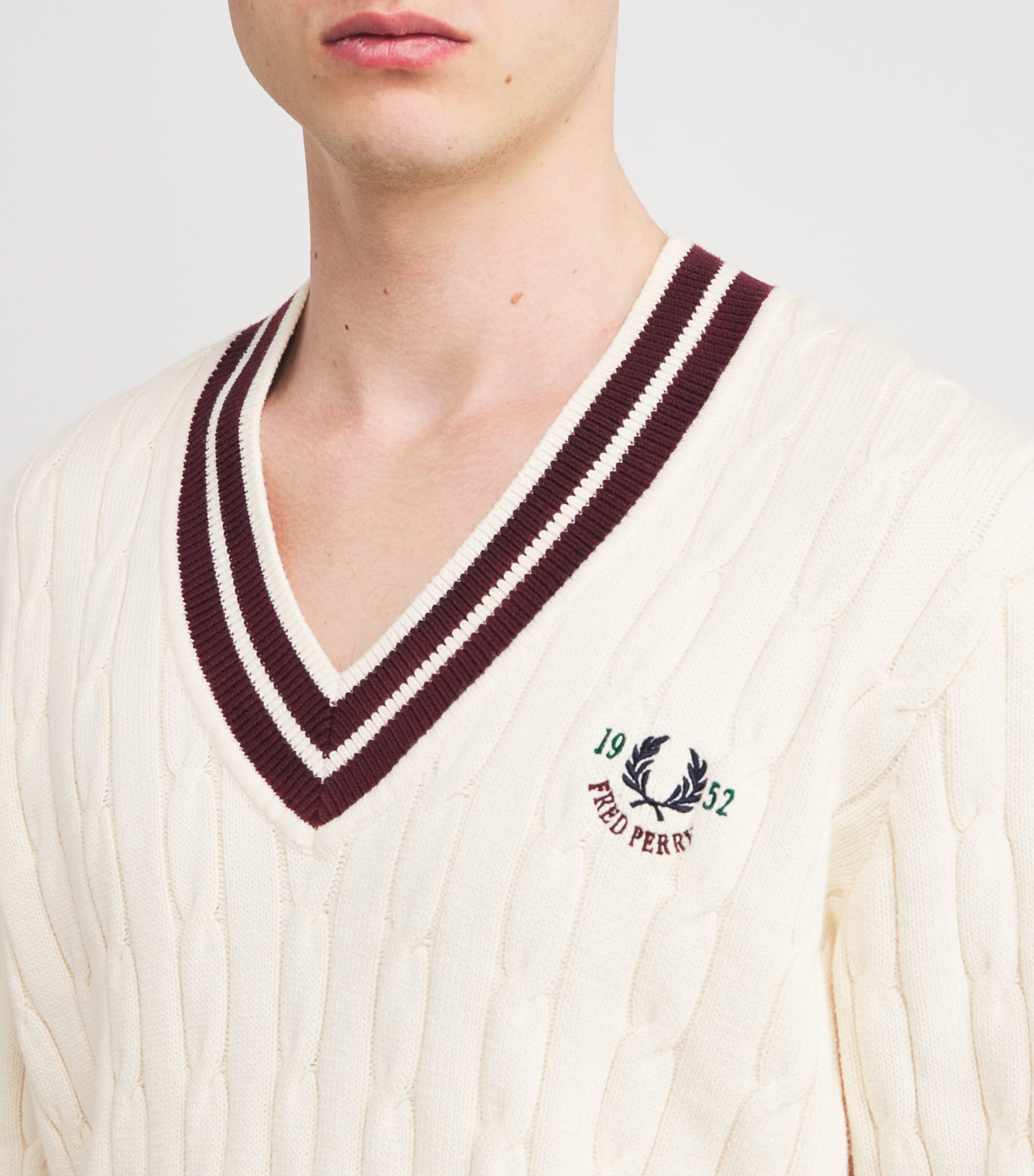 Fred Perry Beige Cotton-Blend Cable-Knit Tennis Sweater | Harrods US