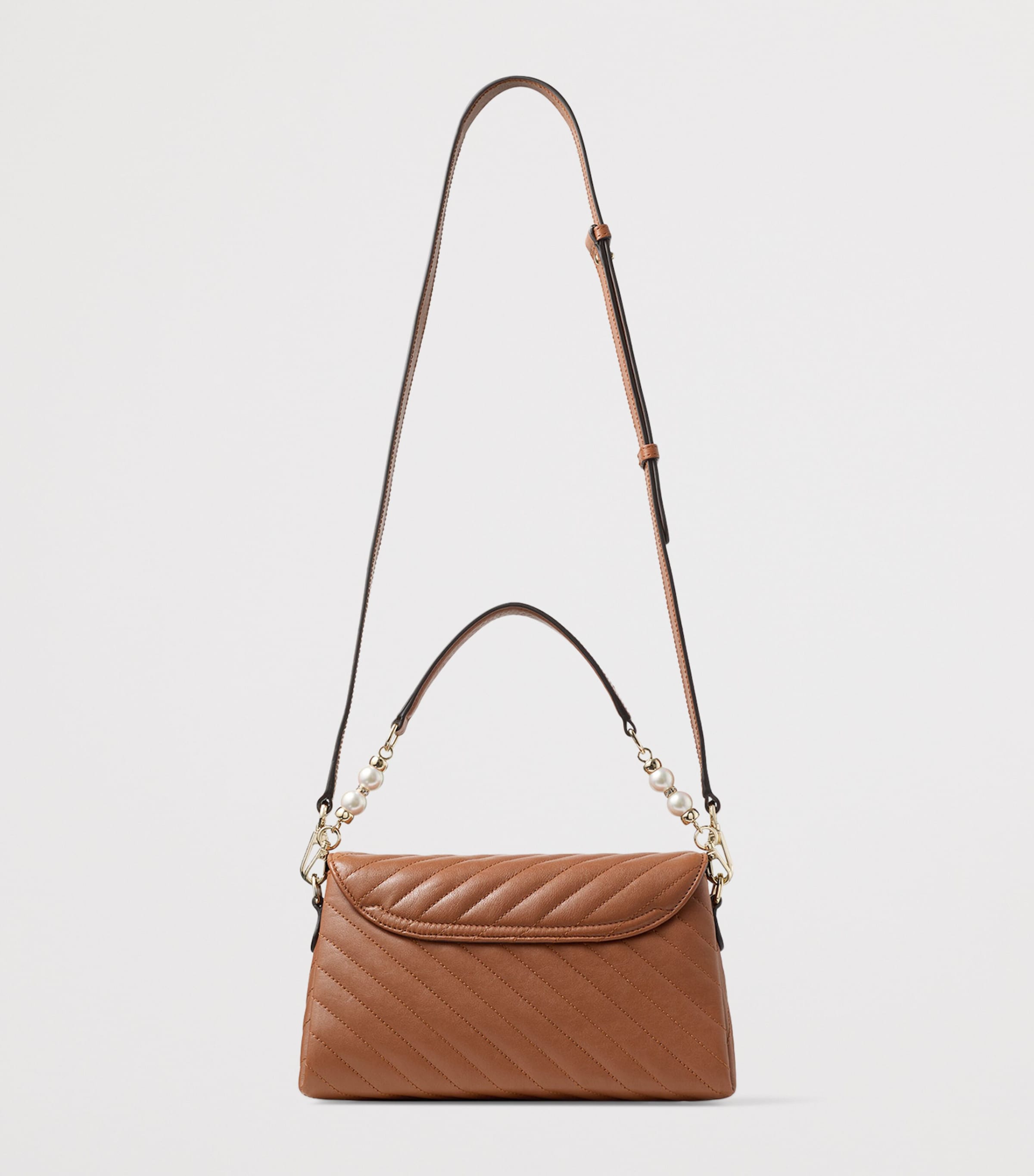 Jimmy Choo Leather Curve Top-Handle Bag Tan/shiny Gold Image 3