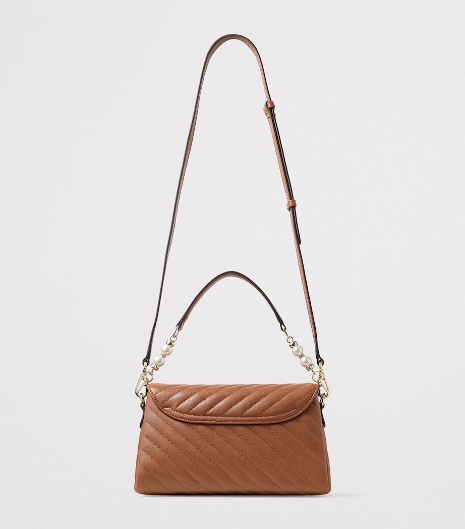 Jimmy Choo Leather Curve Top-Handle Bag Tan/shiny Gold Image 3