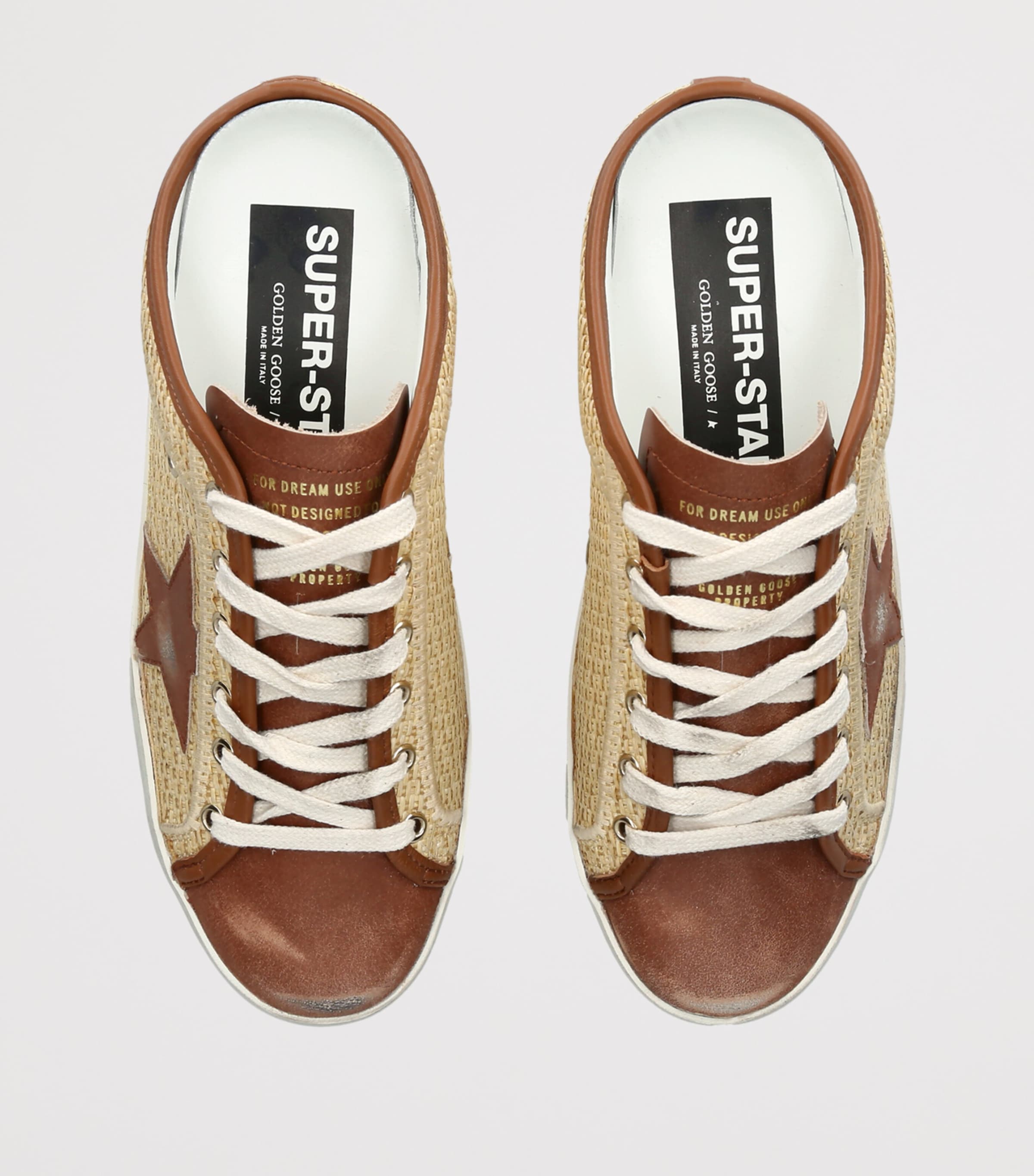 Golden Goose Raffia Super Star Sabot Sneakers Beige Comb Image 4