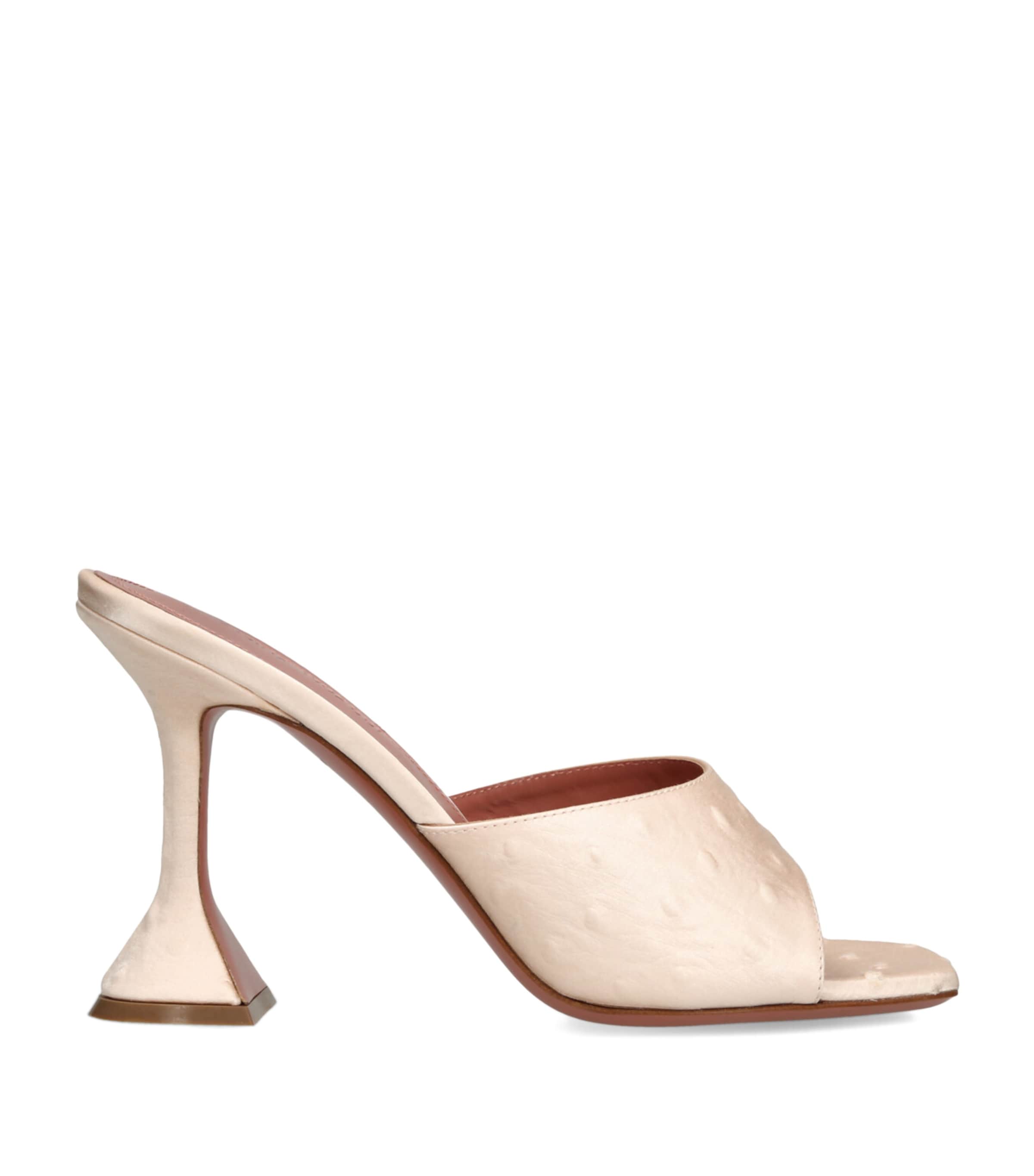 Amina Muaddi Satin Lupita Heeled Mules 95 Champagne Image 1