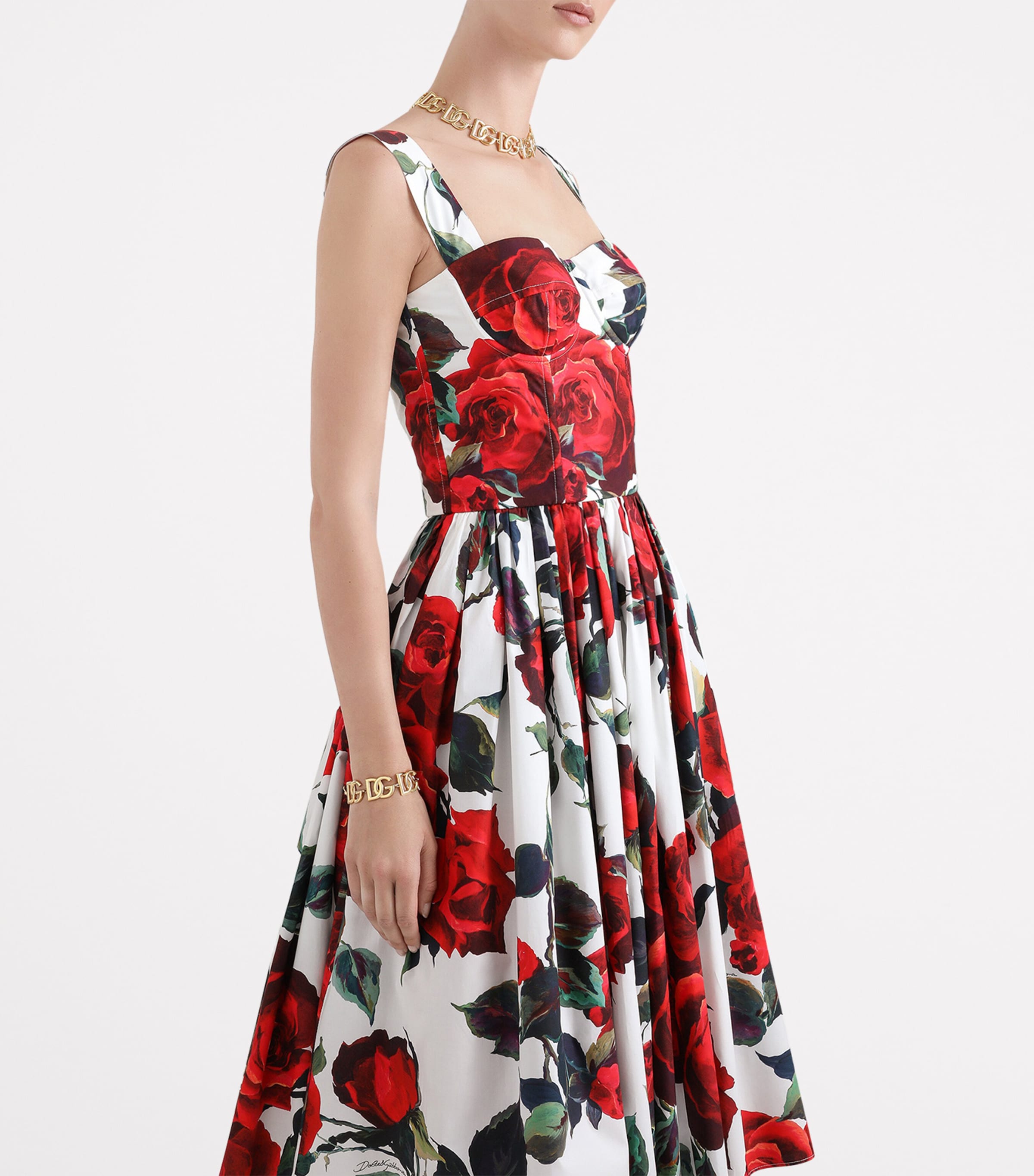Pleated Floral Print Midi Dress HA5KQ-ROSA Image 3
