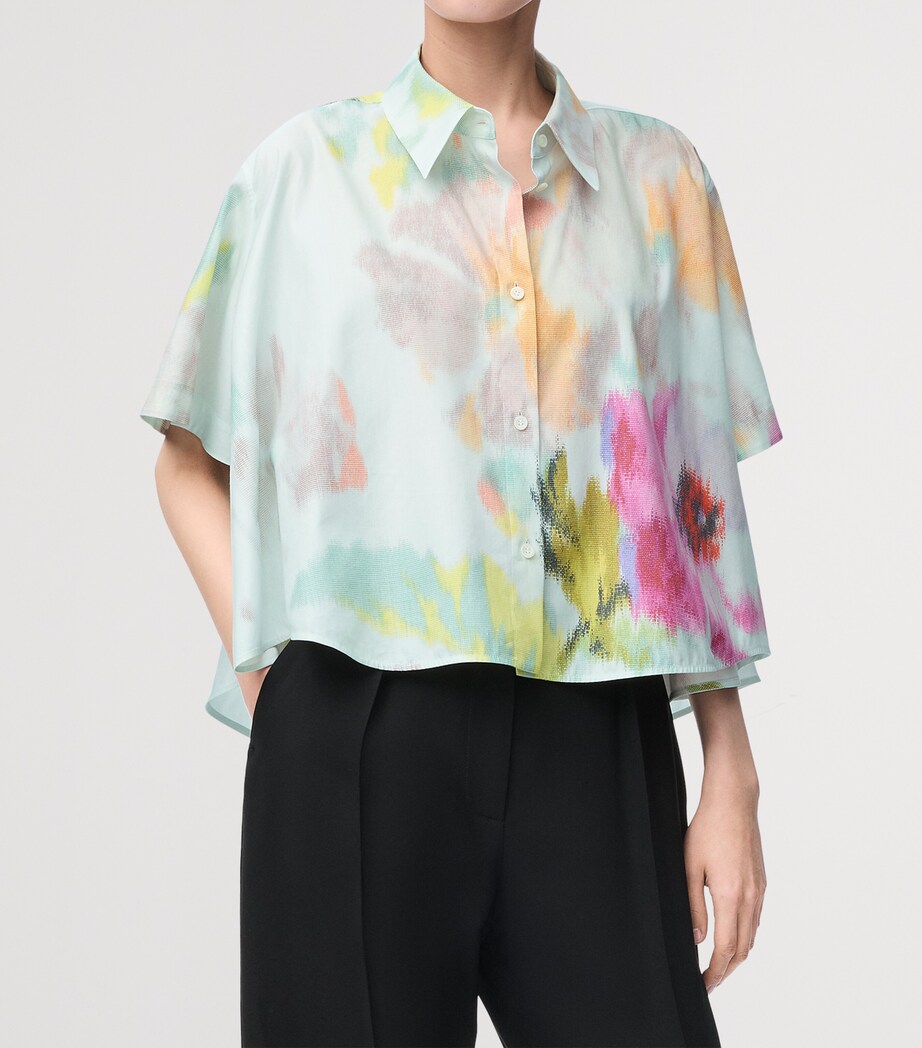 Cotton-Silk Trapeze Shirt LIGHT BLUE MULTI Image 3